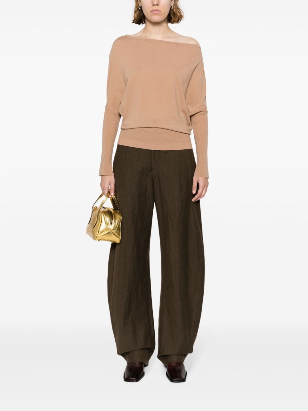 off-shoulder wool-blend jumper - 2