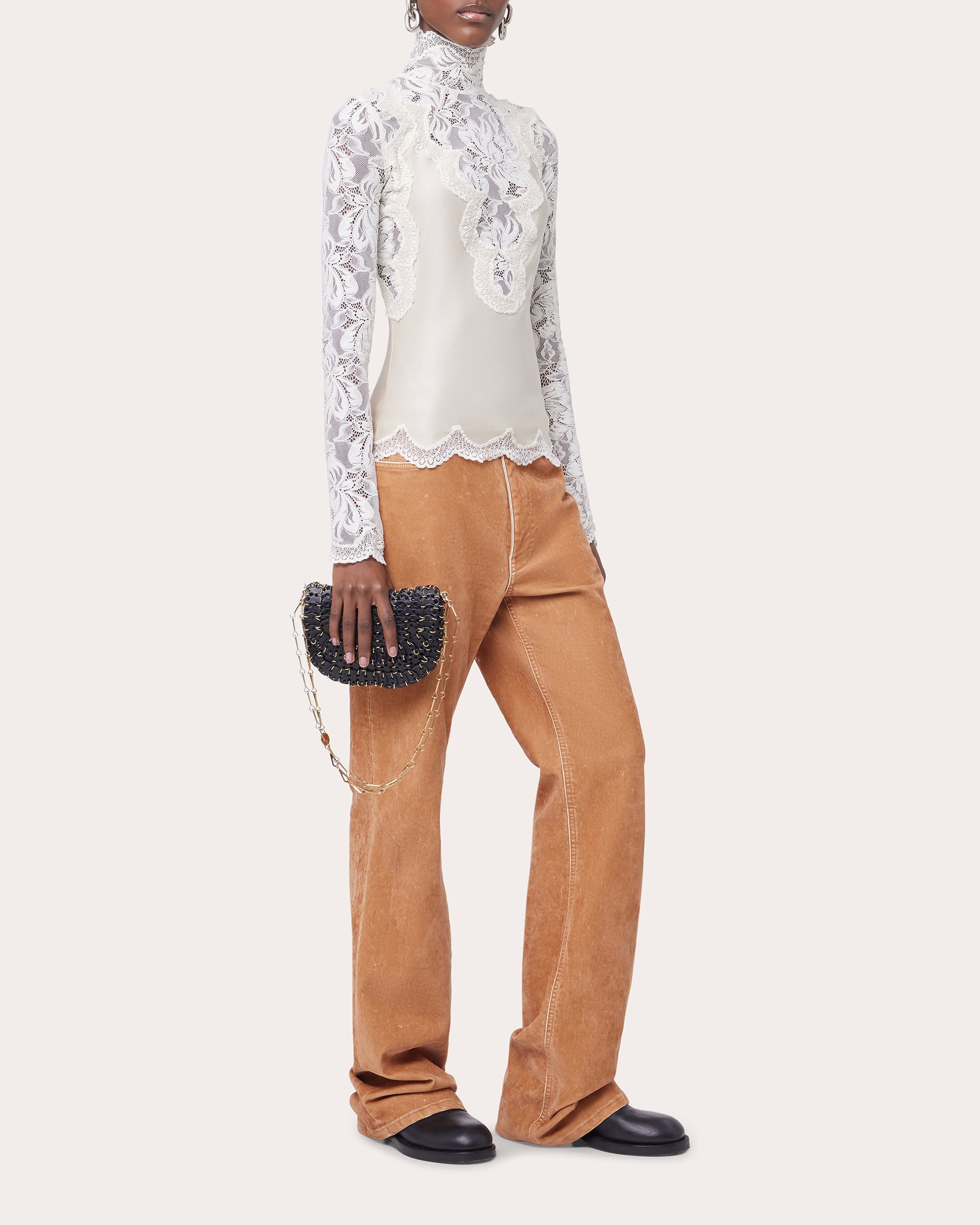 Lace Jersey Mock Neck Top - 4