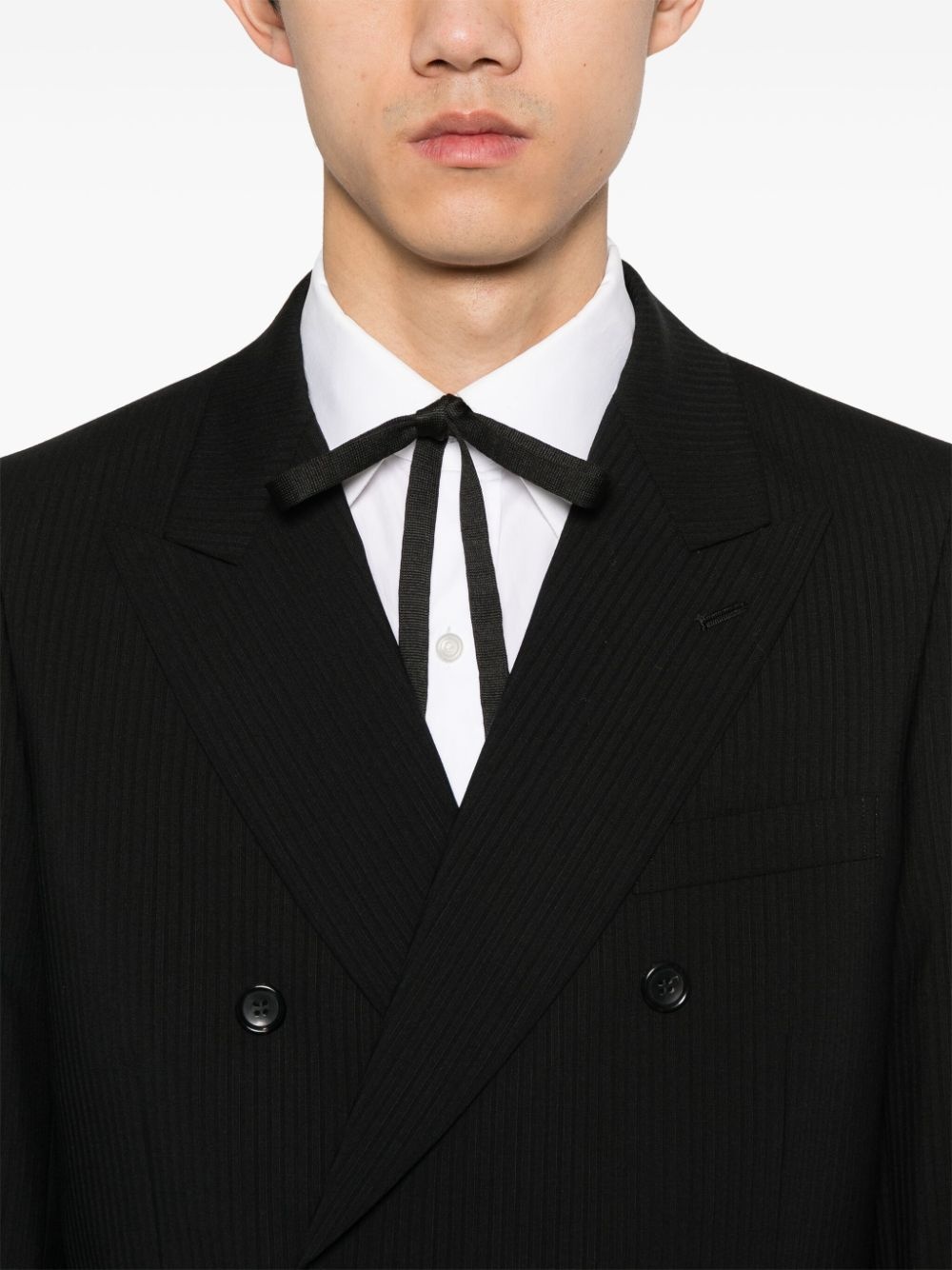 detachable-collar double-breasted blazer - 6