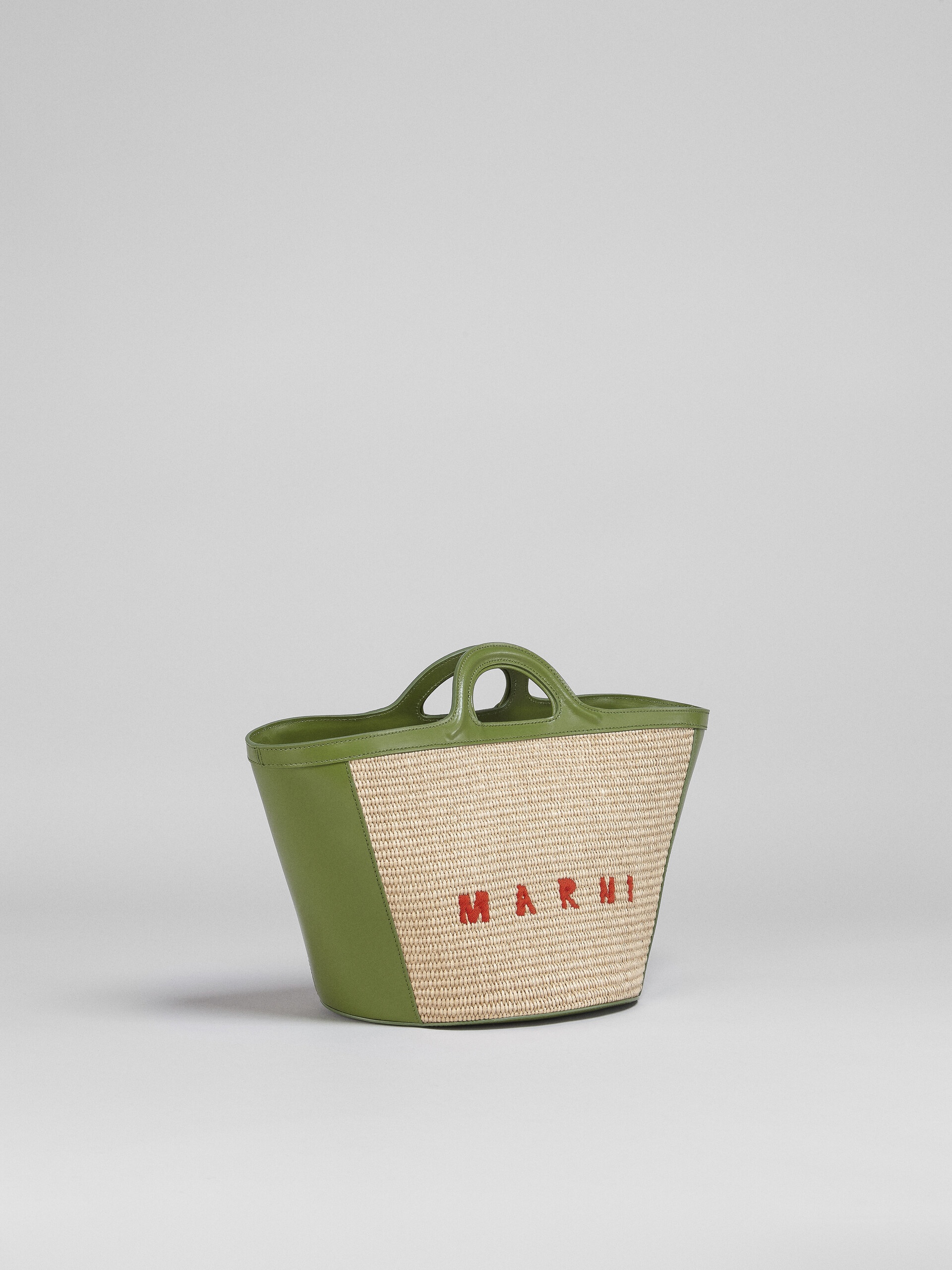 TROPICALIA SMALL BAG IN GREEN LEATHER AND RAFFIA - 5