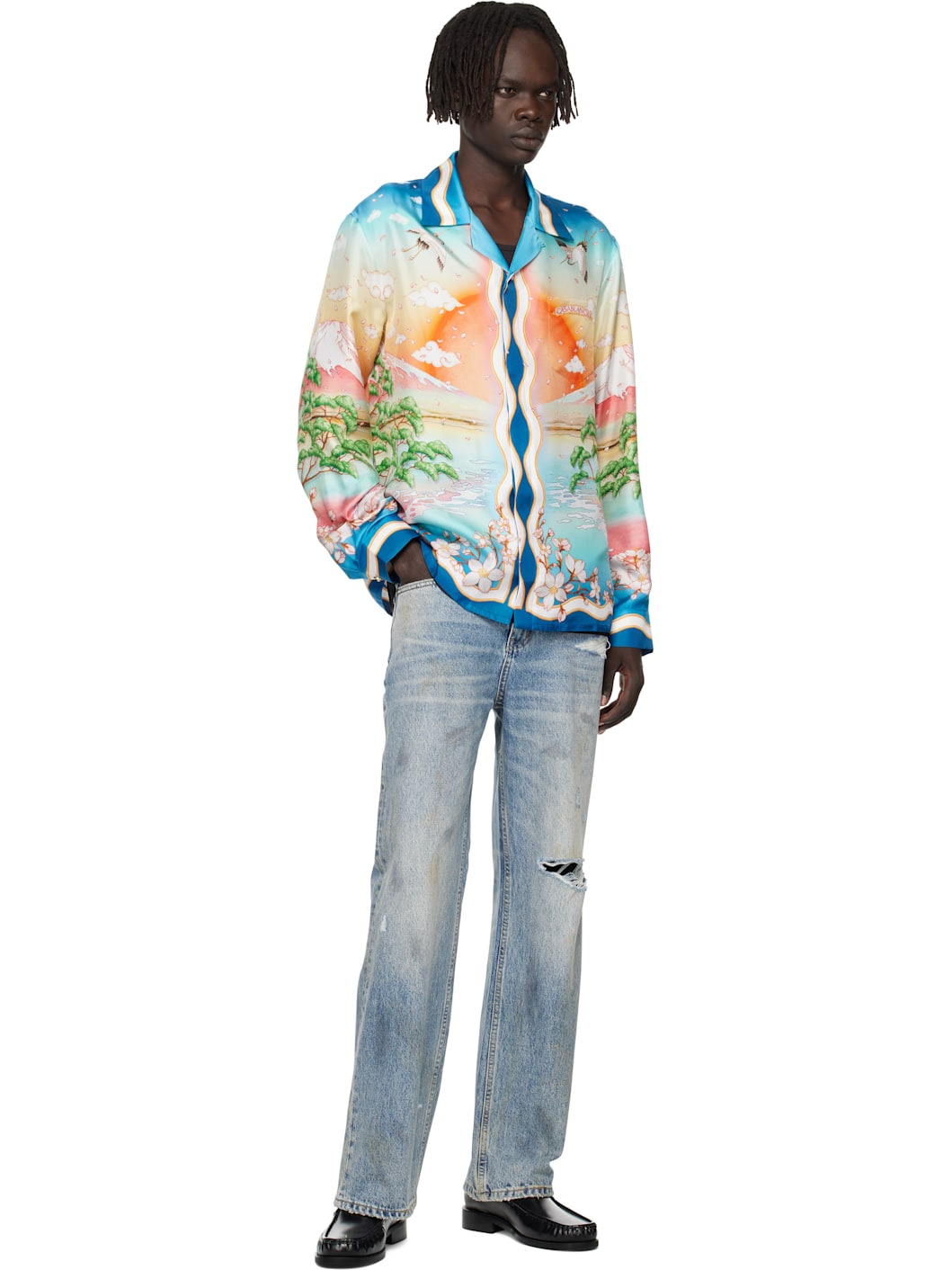 Multicolor 'Tennis Club' Long Sleeve Silk Shirt - 4