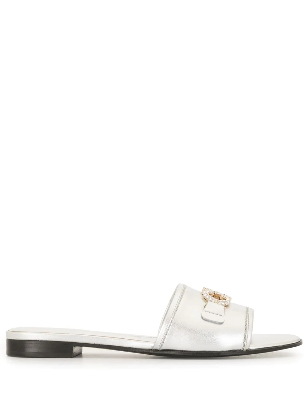 silver gancini detail open toe sandals - 1