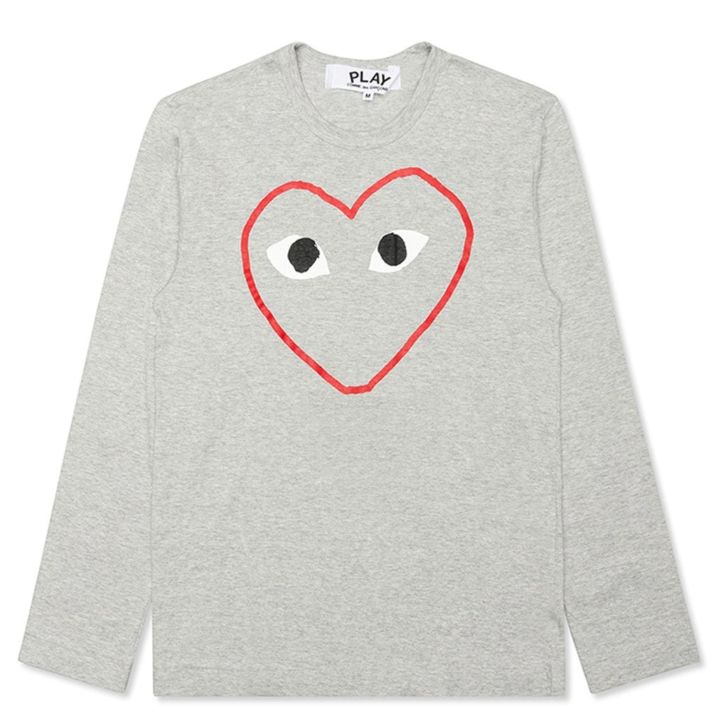 WOMEN'S GREY HEART LOGO L/S TEE - GREY - 1