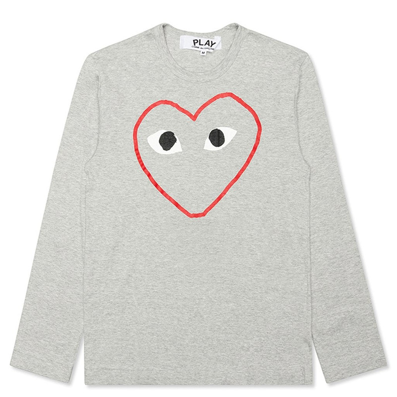 WOMEN'S GREY HEART LOGO L/S TEE - GREY 1
