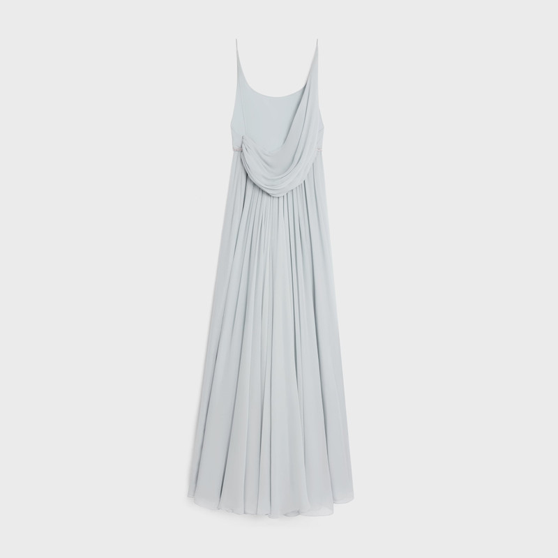 CELINE long draped dress in muslin and silk crêpe outlook