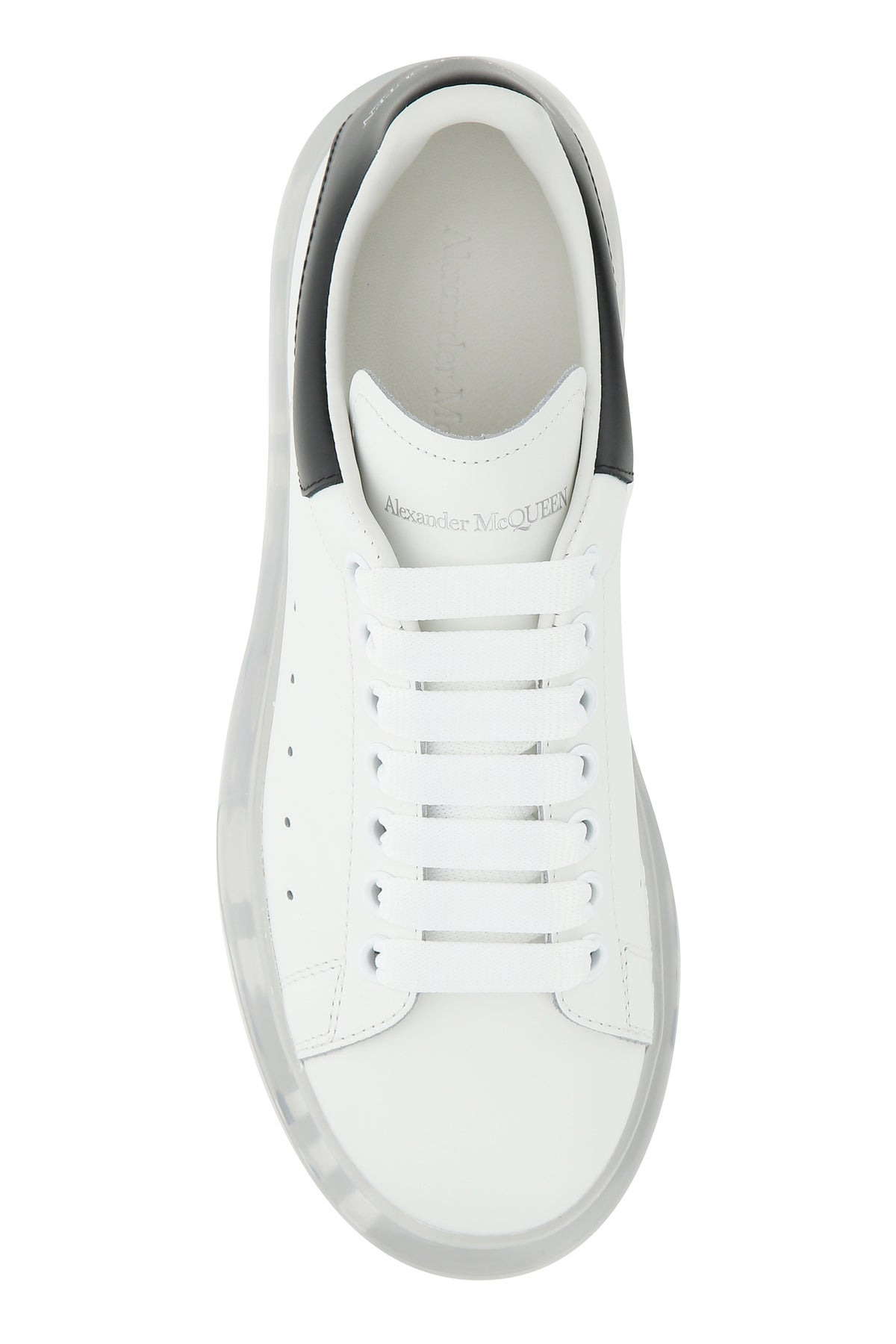 White leather sneakers with black heel - 4