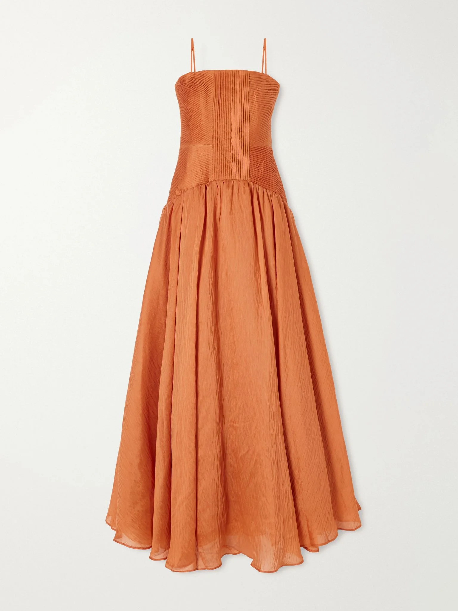 Contour gathered Lyocell-blend maxi dress Orange - 1