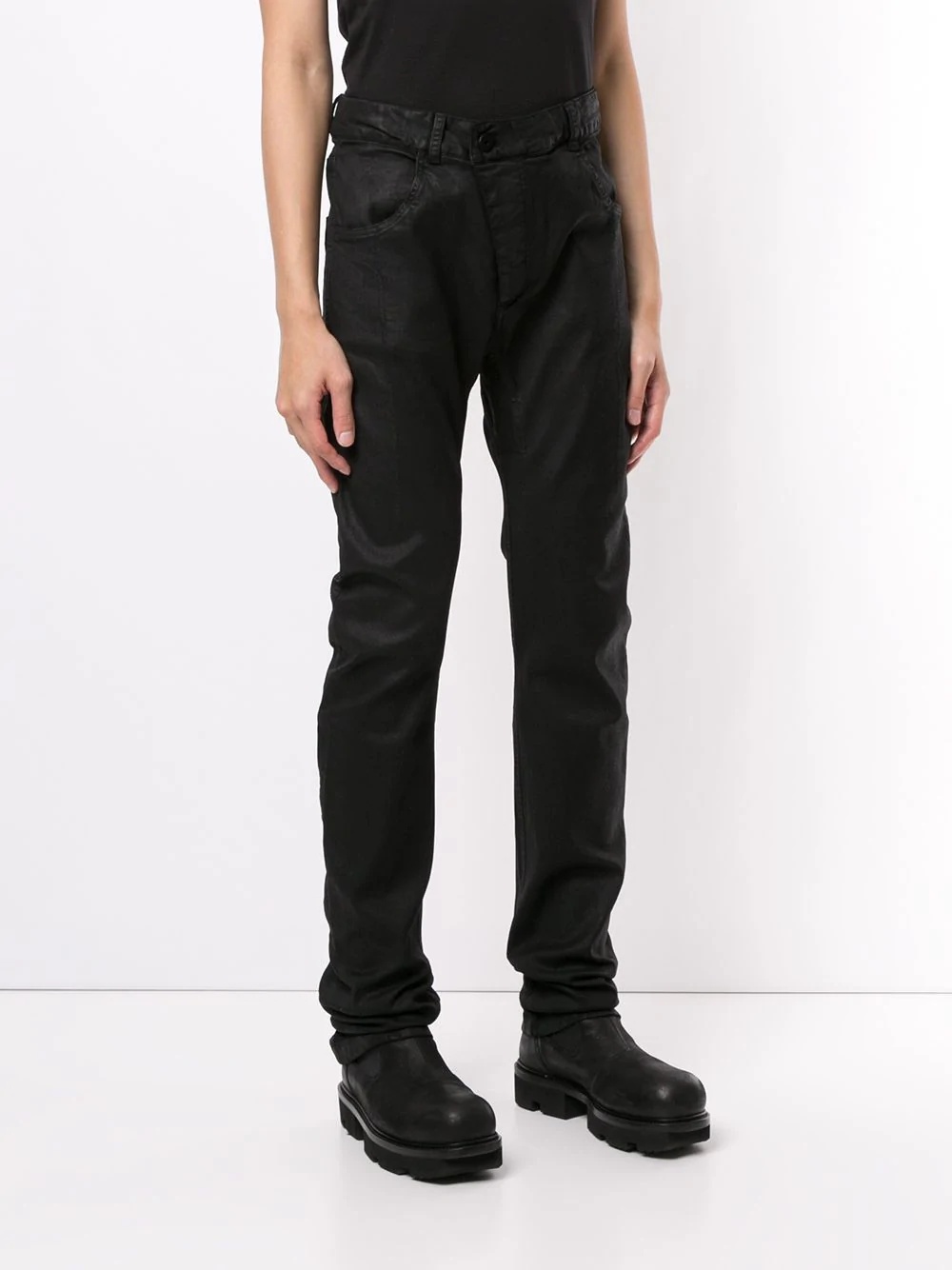 straight-leg coated trousers - 3