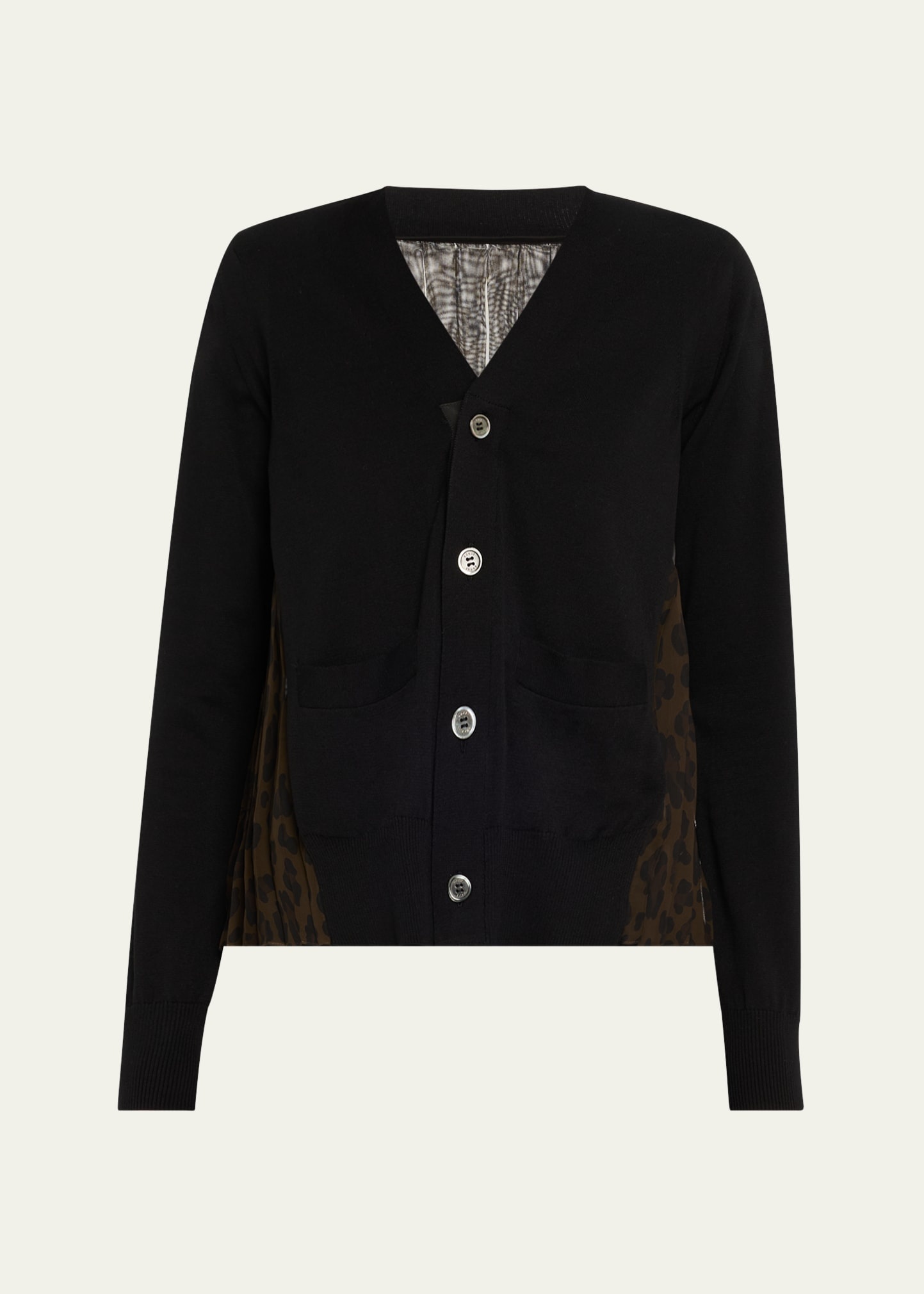 Leopard Print Back Knit Button Down Cardigan - 1