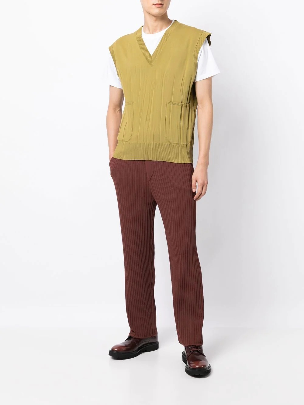 ribbed straight-leg trousers - 2