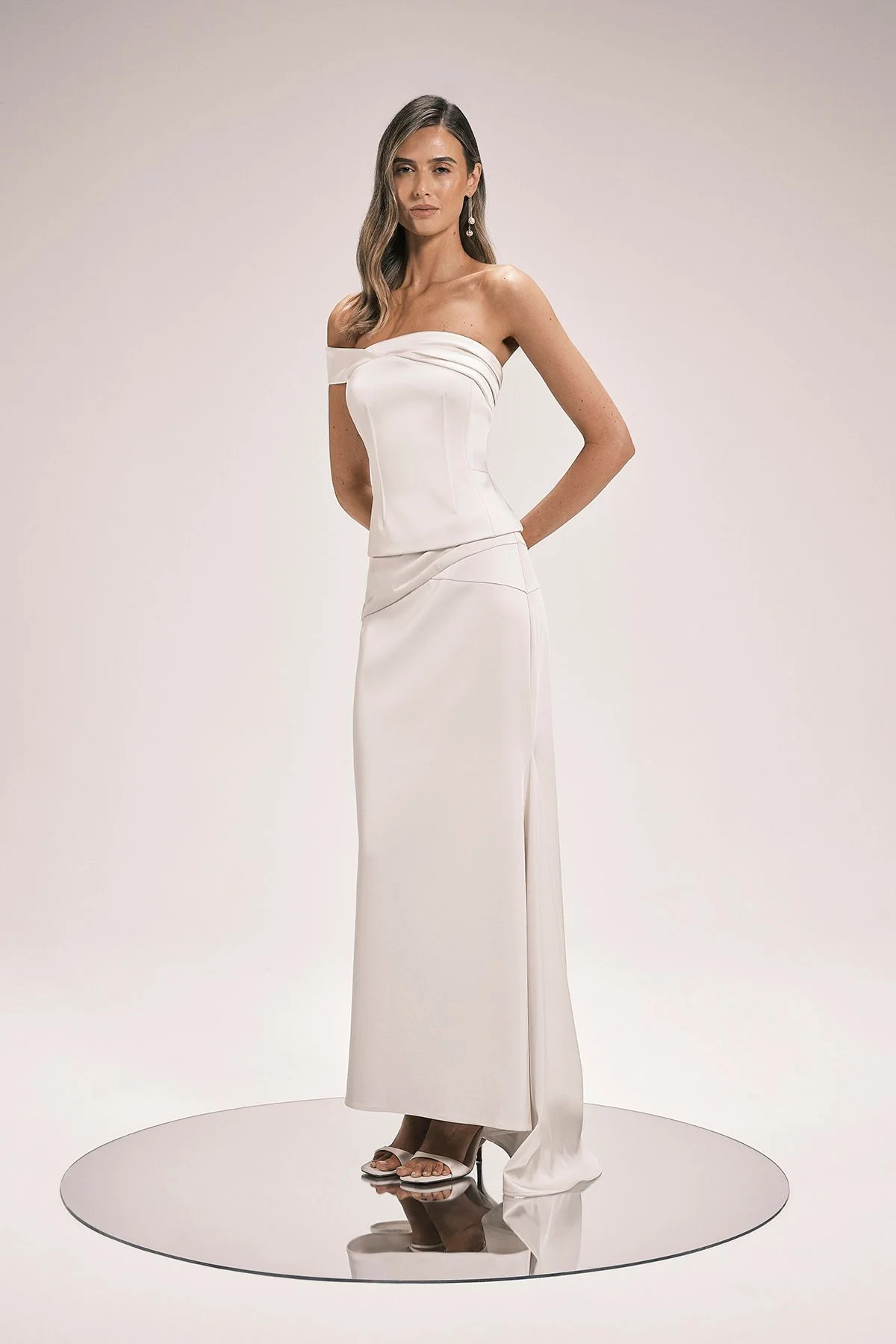 Tailored Satin Drape FishTail Maxi Skirt - 1