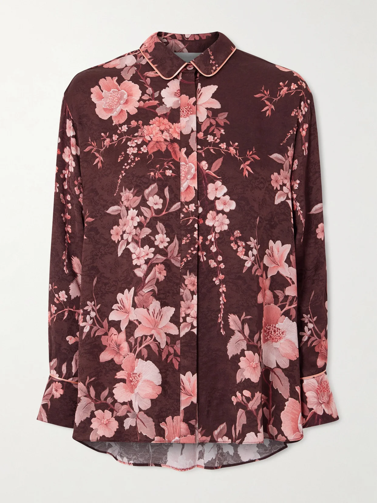 Nova Floral-print Satin-jacquard Shirt - 1