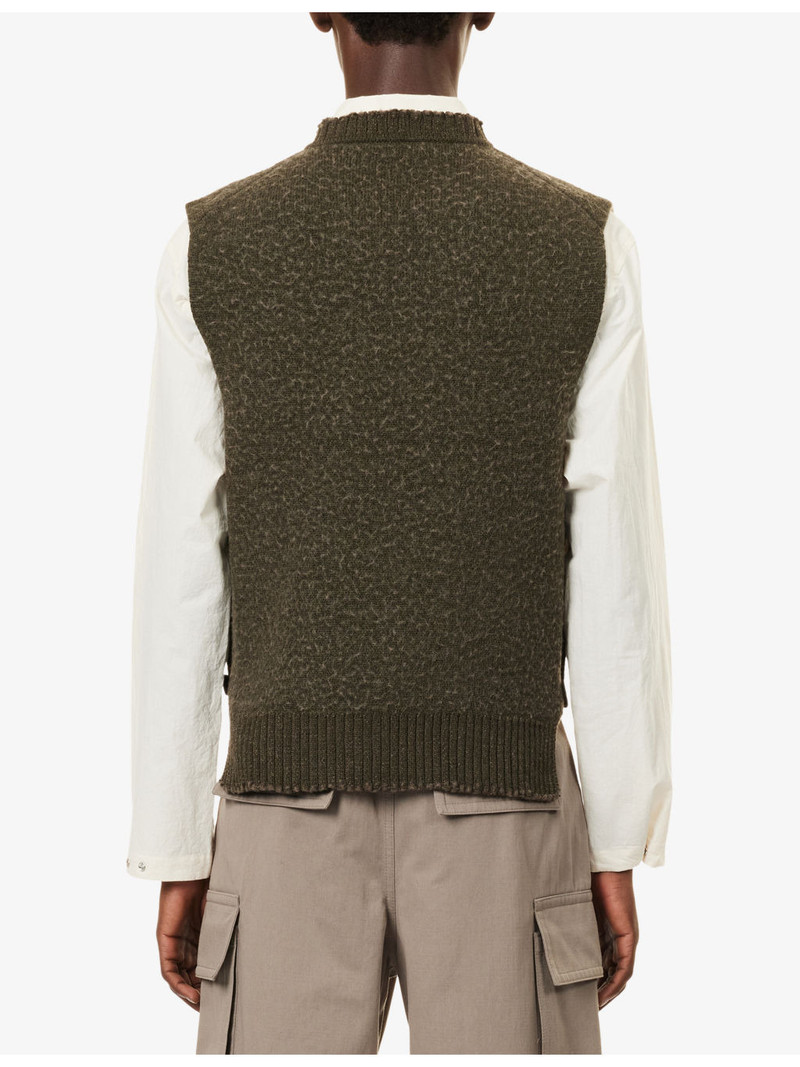 Blanket V-Neck Merino-Wool and Cotton-Blend Vest 4