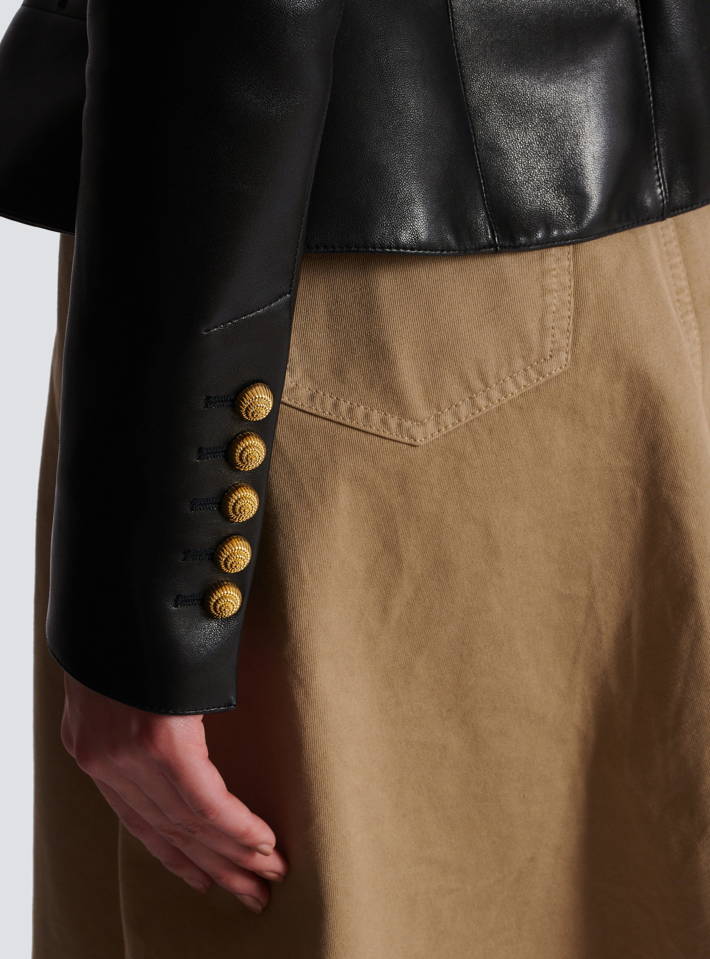 Lambskin leather peplum jacket - 6