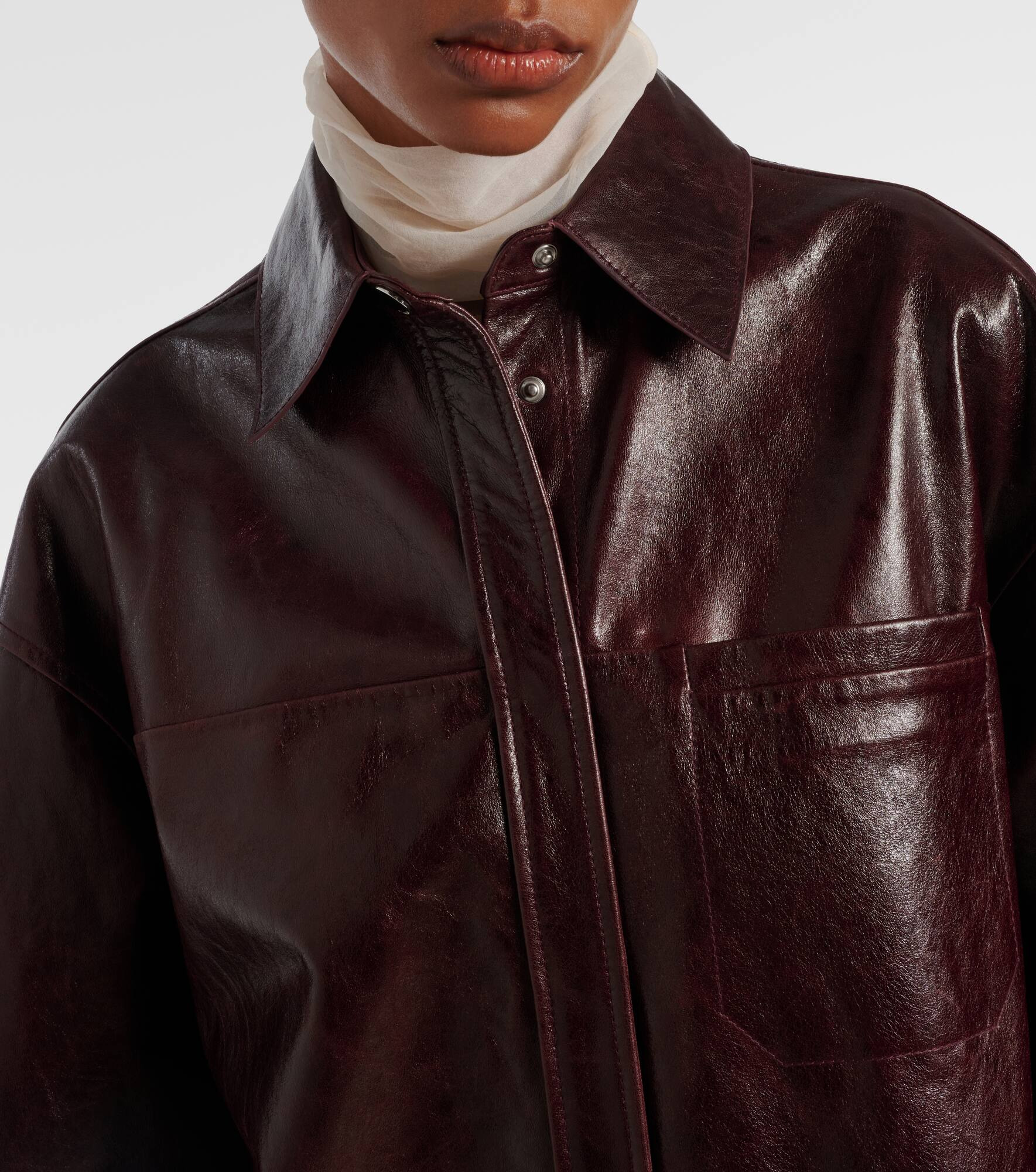 Borel leather overshirt - 4