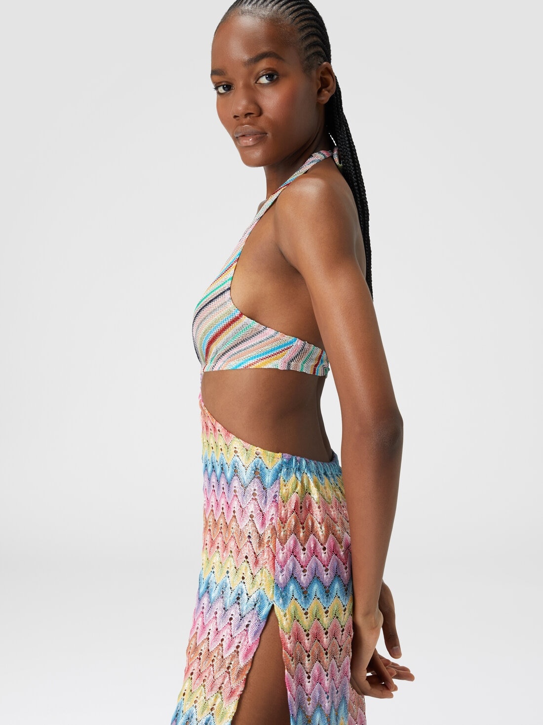 Cotton-blend patchwork jumpsuit with cut-out details - 5