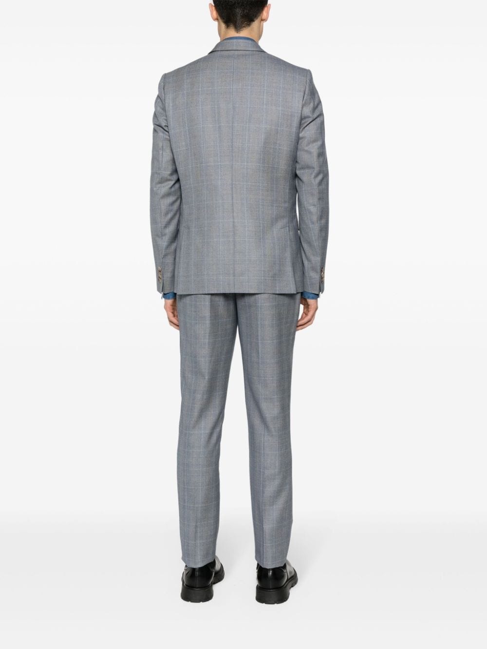 single-breasted check-pattern suit - 4