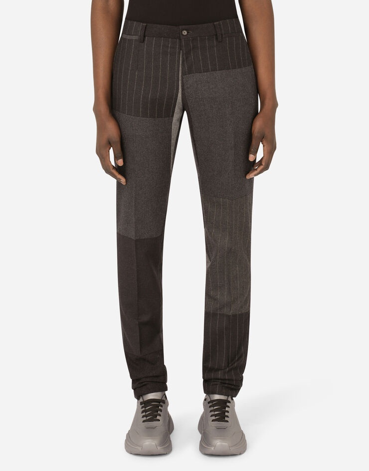 Tailored cashmere and wool patchwork pants - 1