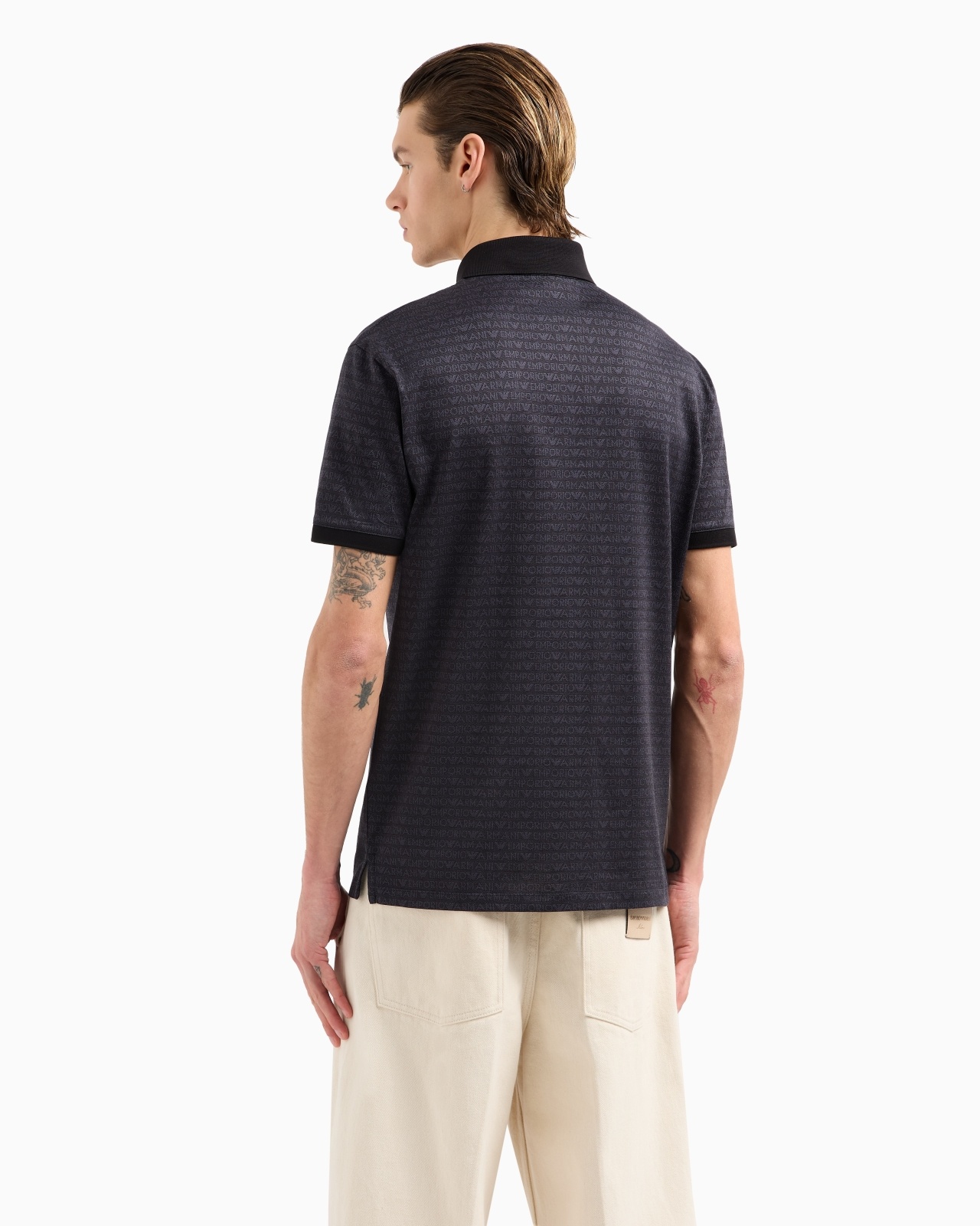 JERSEY POLO SHIRT WITH ALL-OVER JACQUARD LETTERING - 3