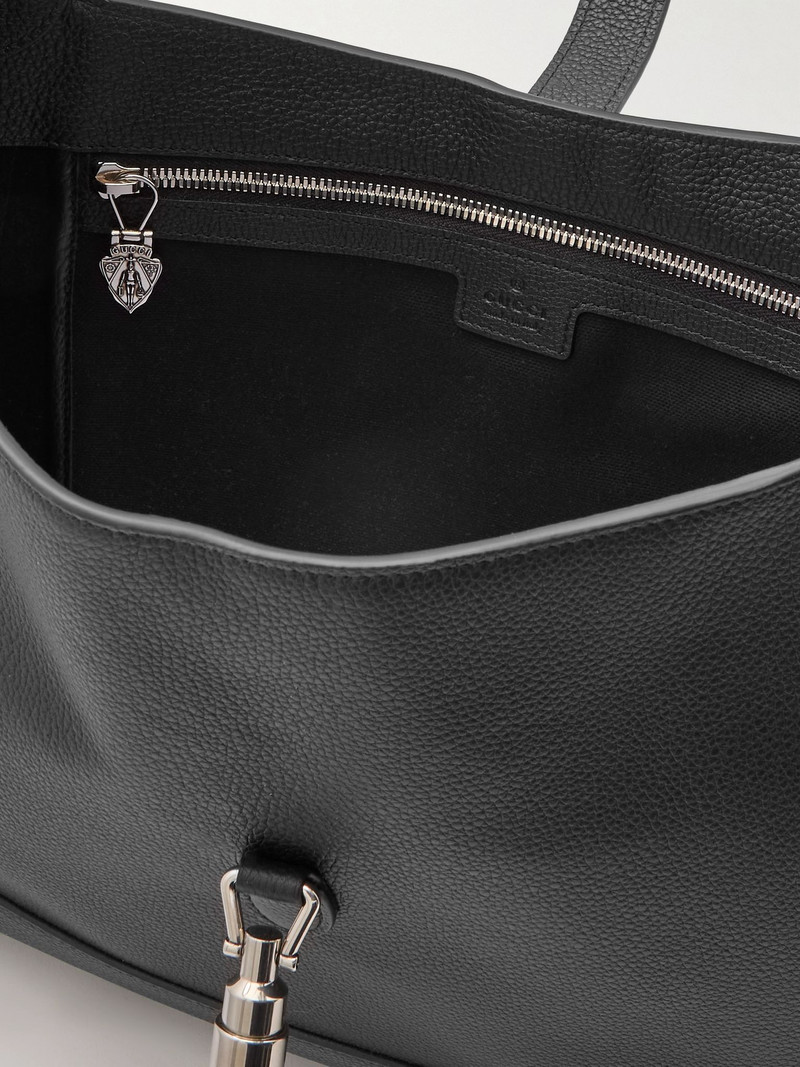 Jackie Full-Grain Leather Messenger Bag Black 5