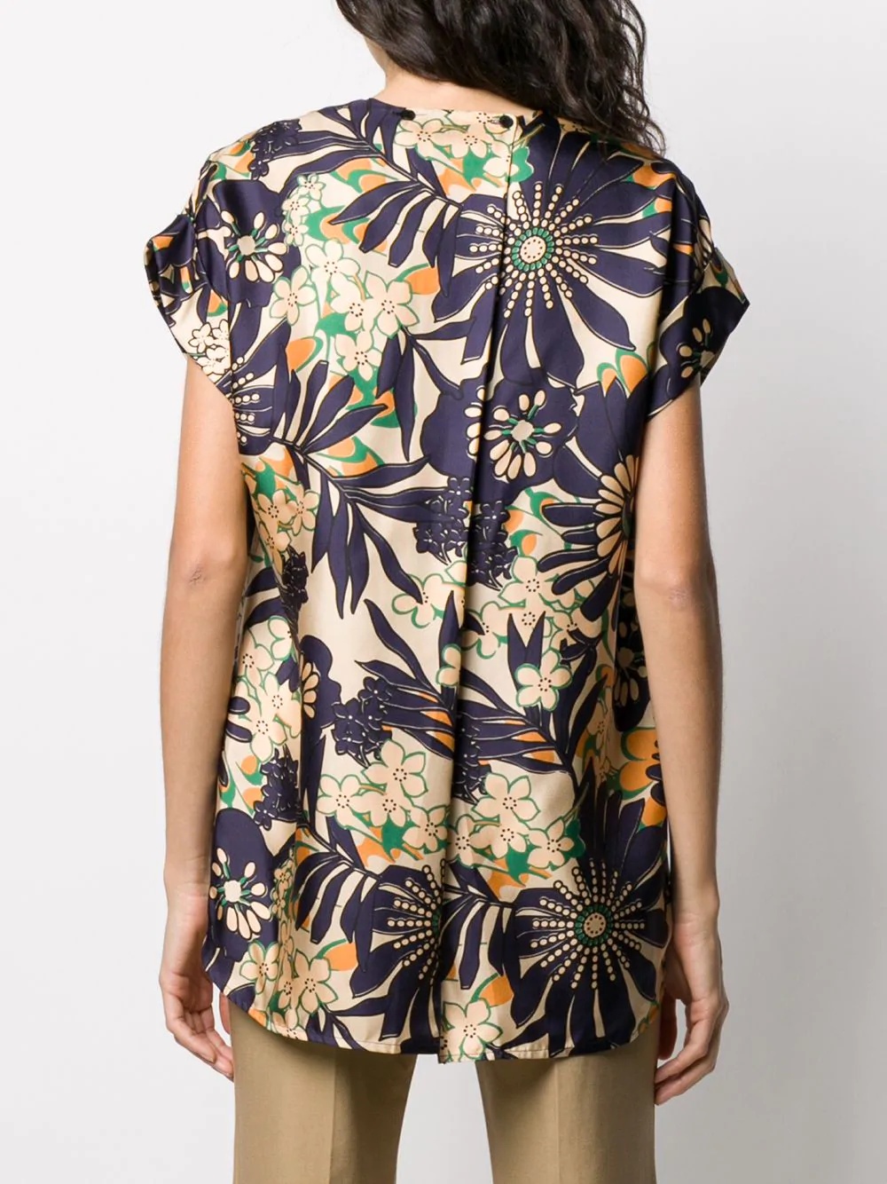 retro floral-print satin top - 4