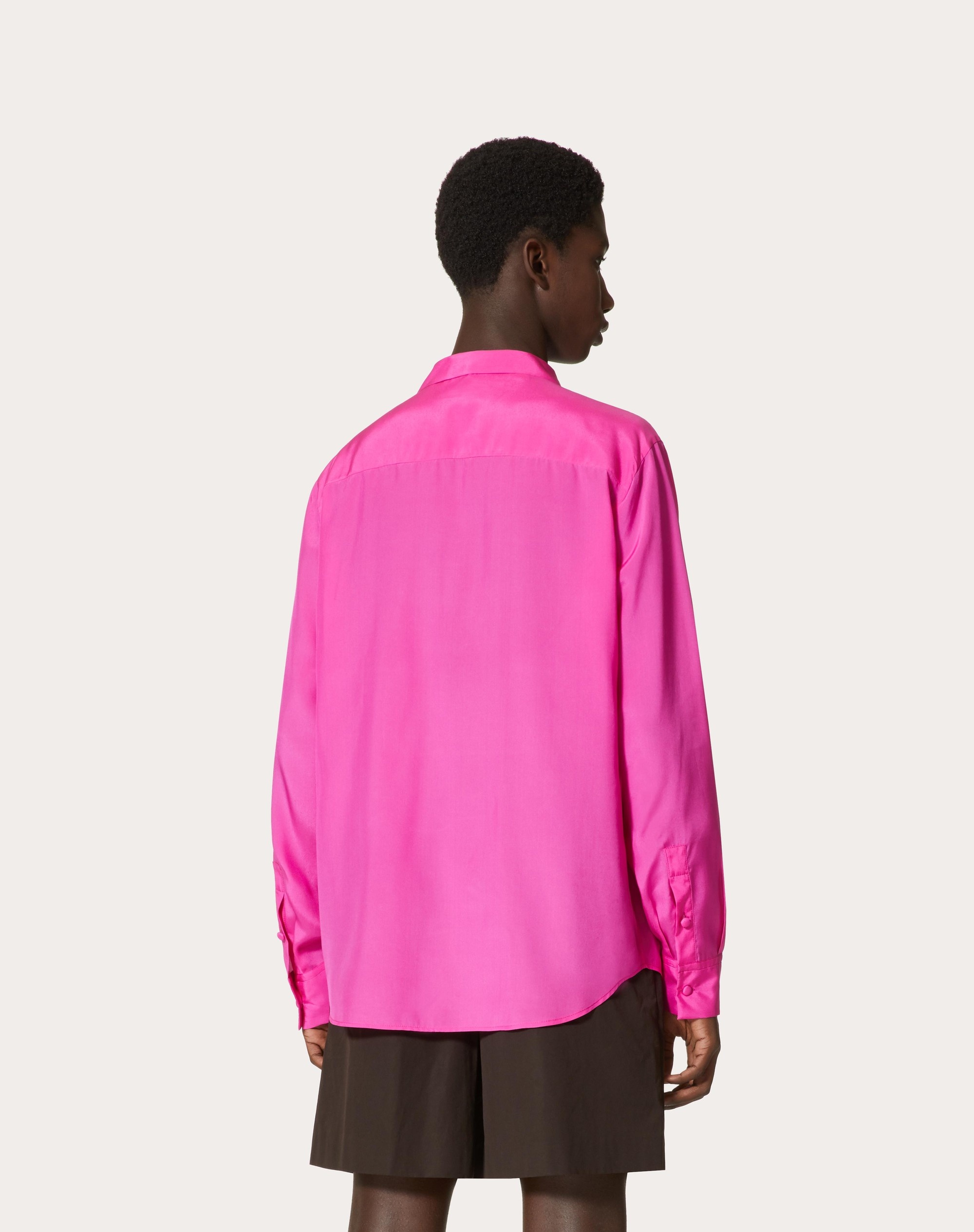 SILK SHIRT WITH SCARF DETAIL AT NECK - 4