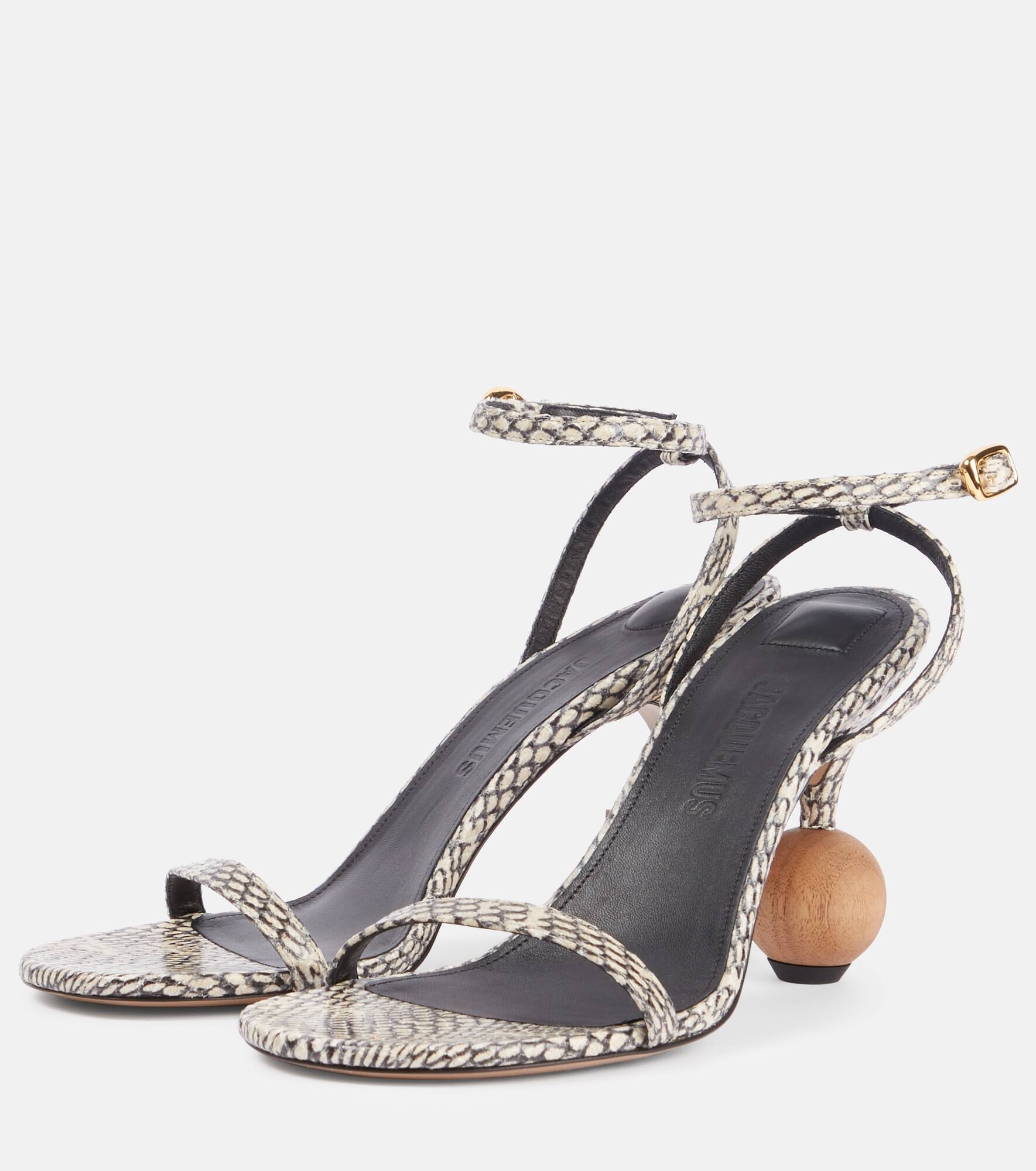 Bisou embossed leather sandals - 4