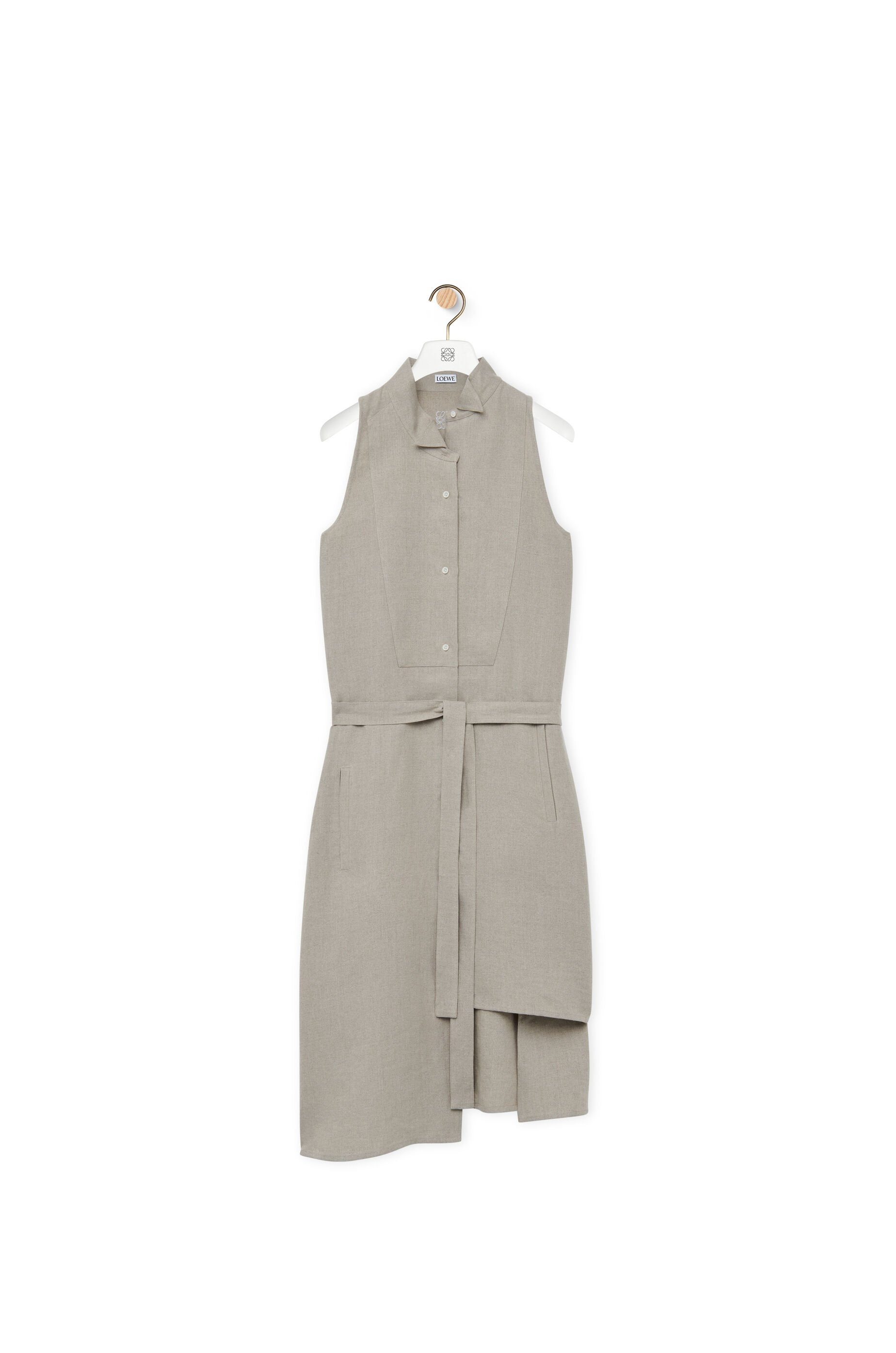 Asymmetric shirt dress in linen - 1