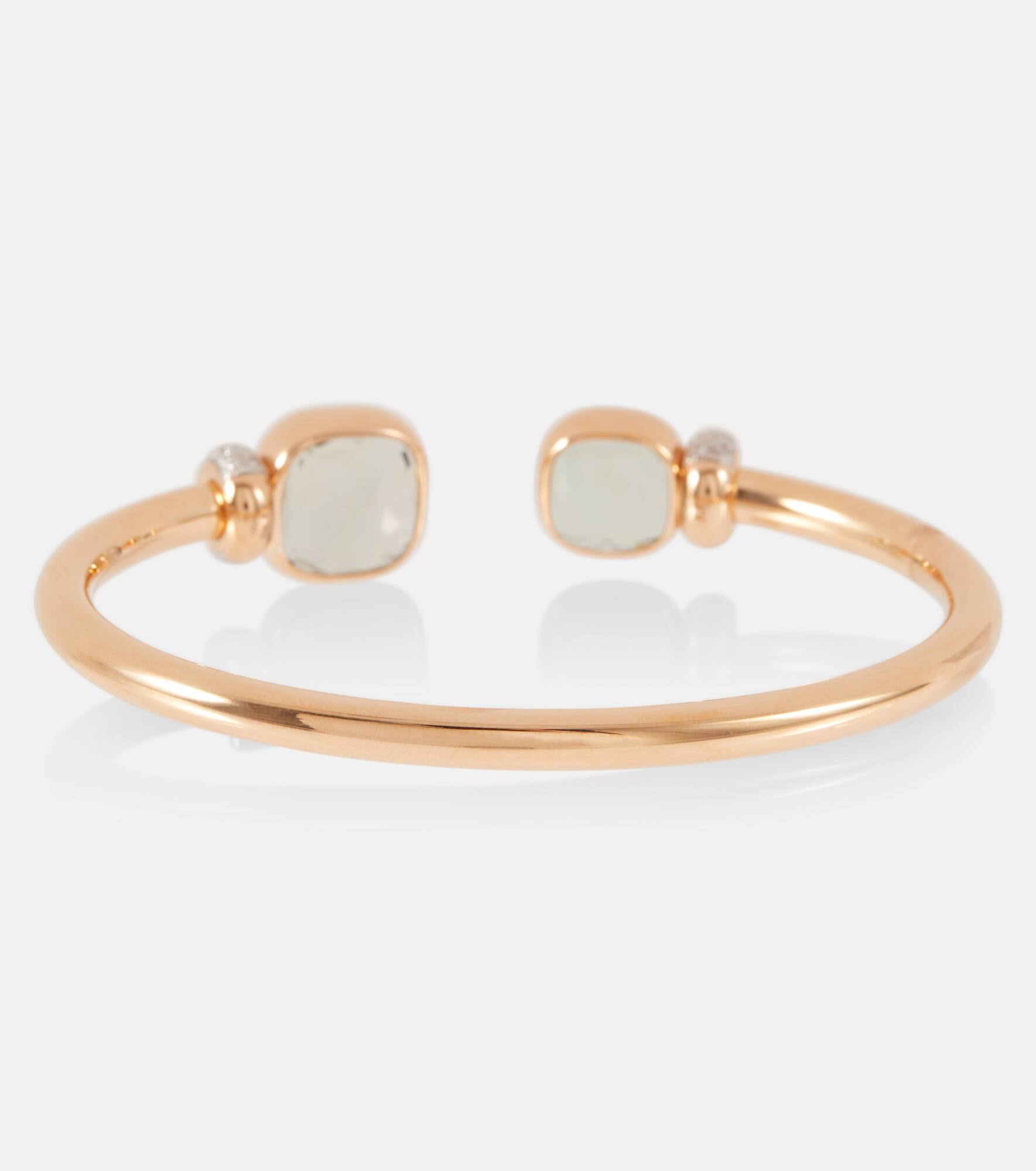 Nudo 18kt rose gold bangle with prasiolites and diamonds - 4