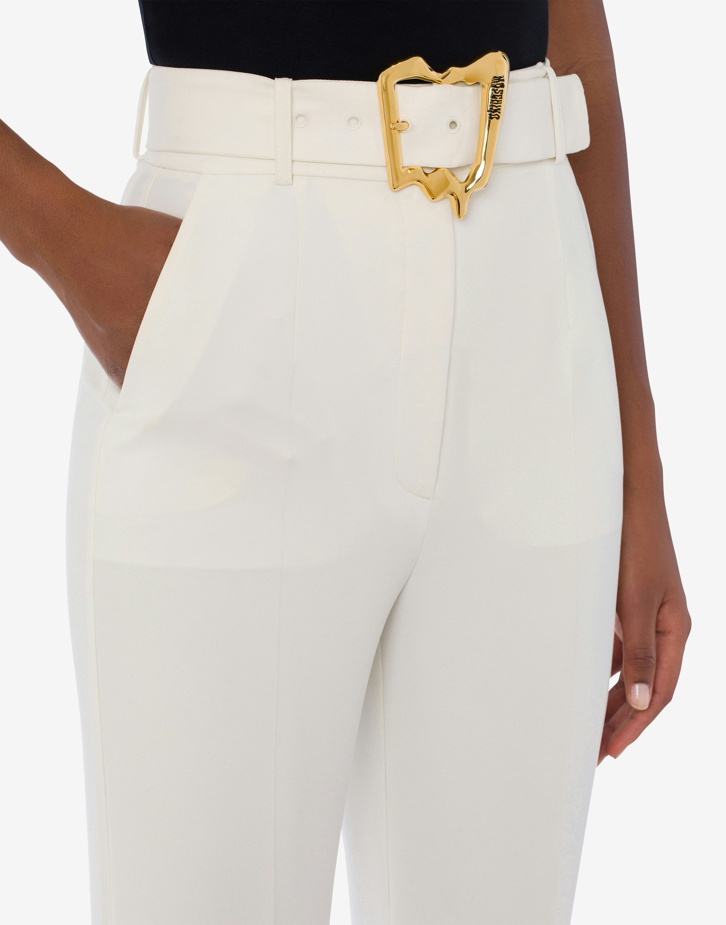 MORPHED BUCKLE STRETCH CRÊPE TROUSERS - 4