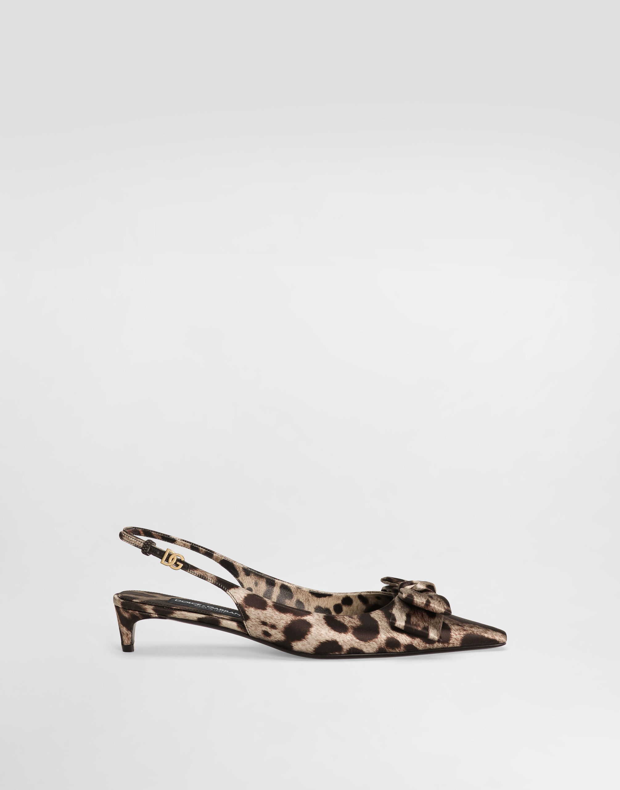 Leopard-print satin slingbacks - 1
