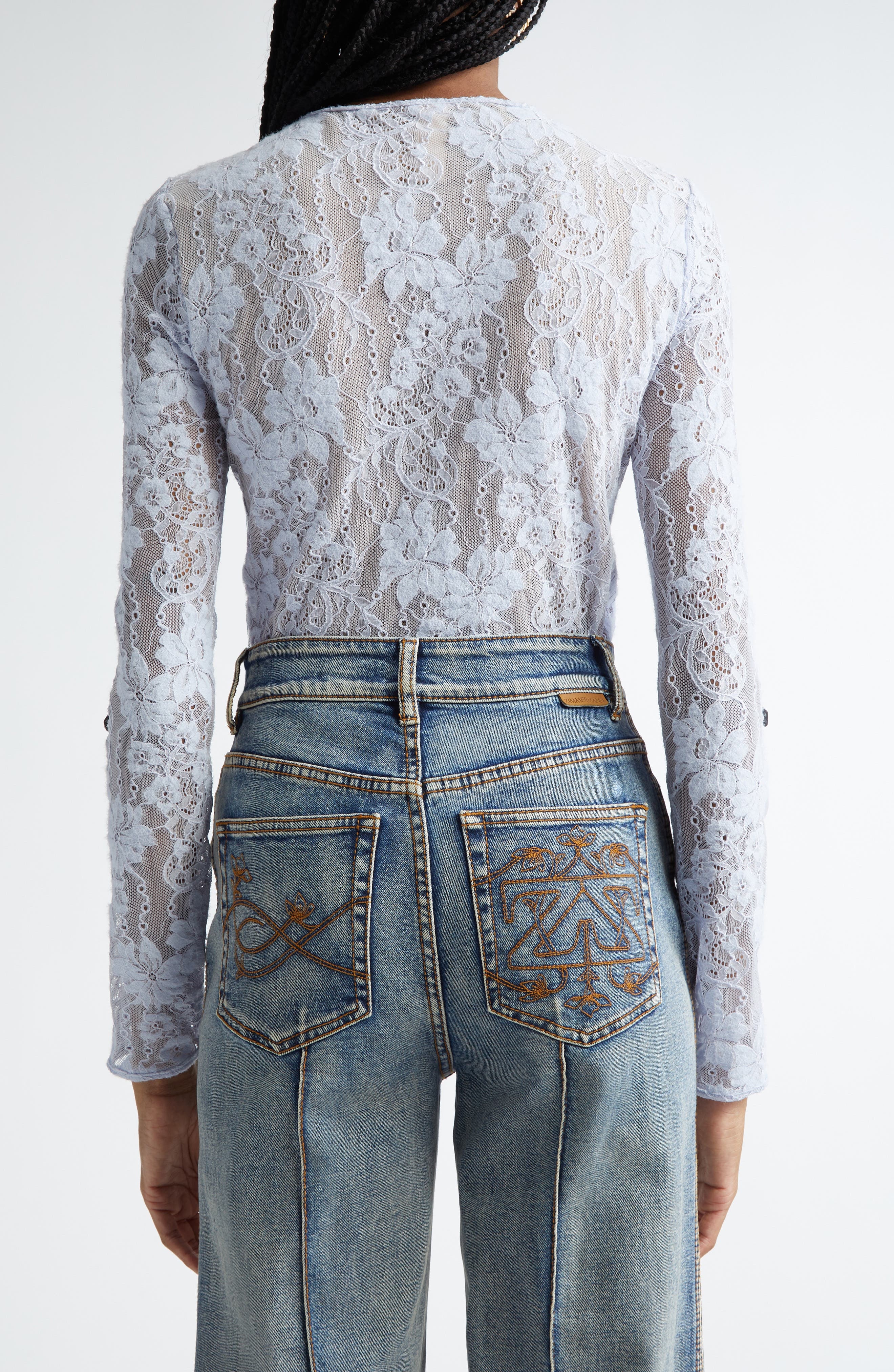 Zimmermann Lace Bodysuit in Light Blue at Nordstrom - 2