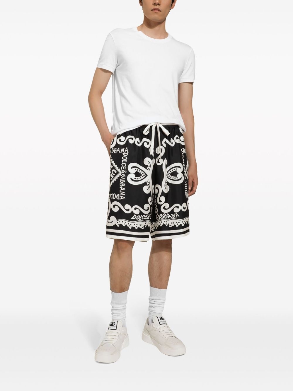 logo-print silk shorts - 2