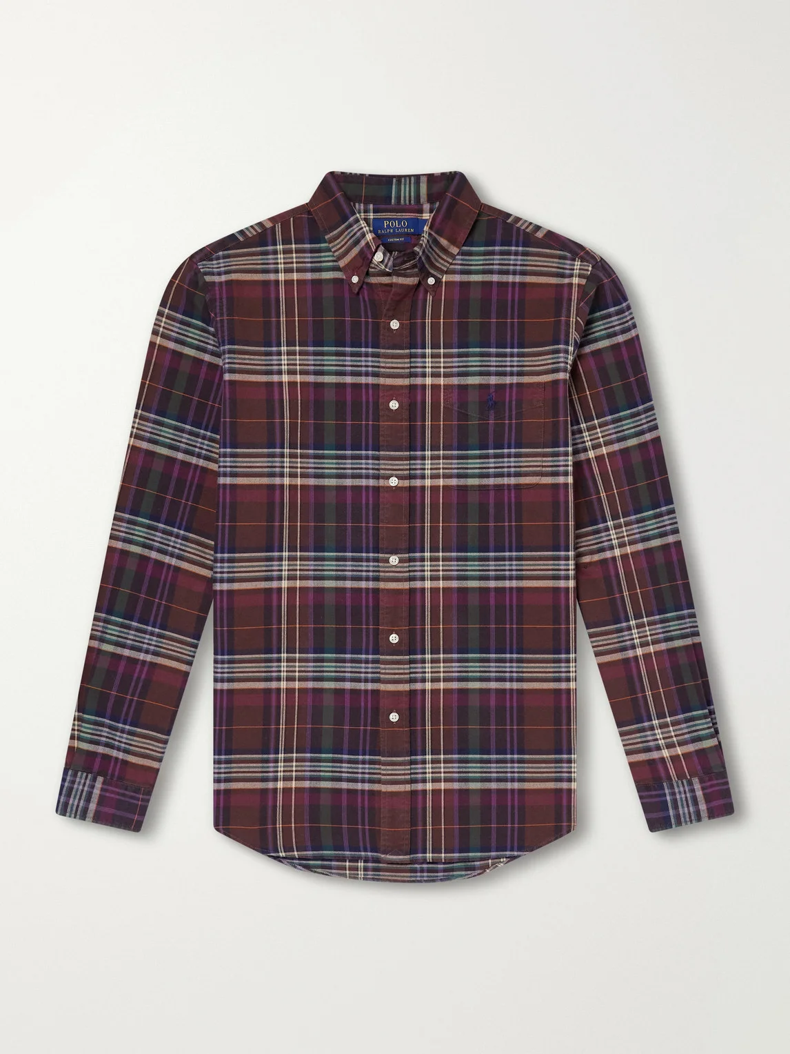 Button-Down Collar Logo-Embroidered Checked Cotton--Oxford Shirt - 1