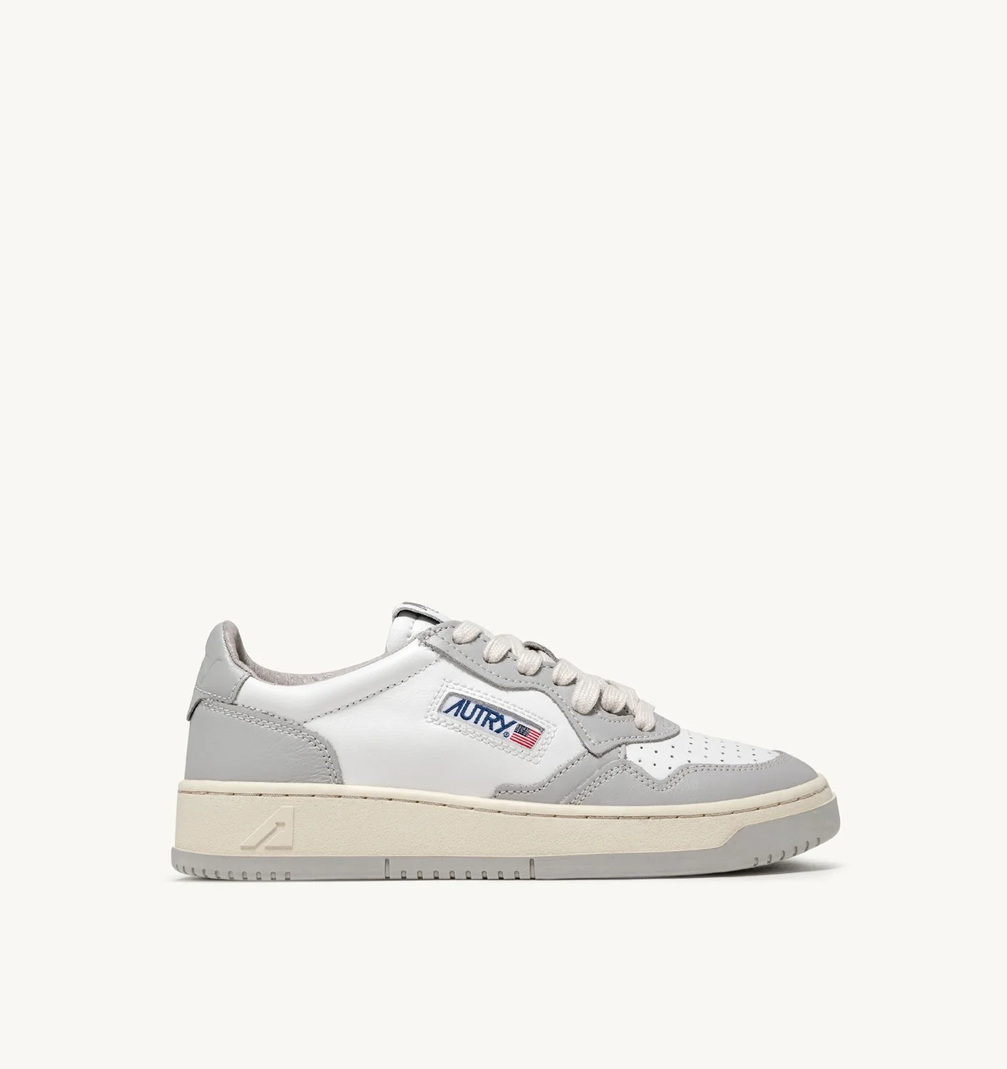 MEDALIST LOW BICOLOR SNEAKERS IN WHITE AND VAPOR LEATHER - 1