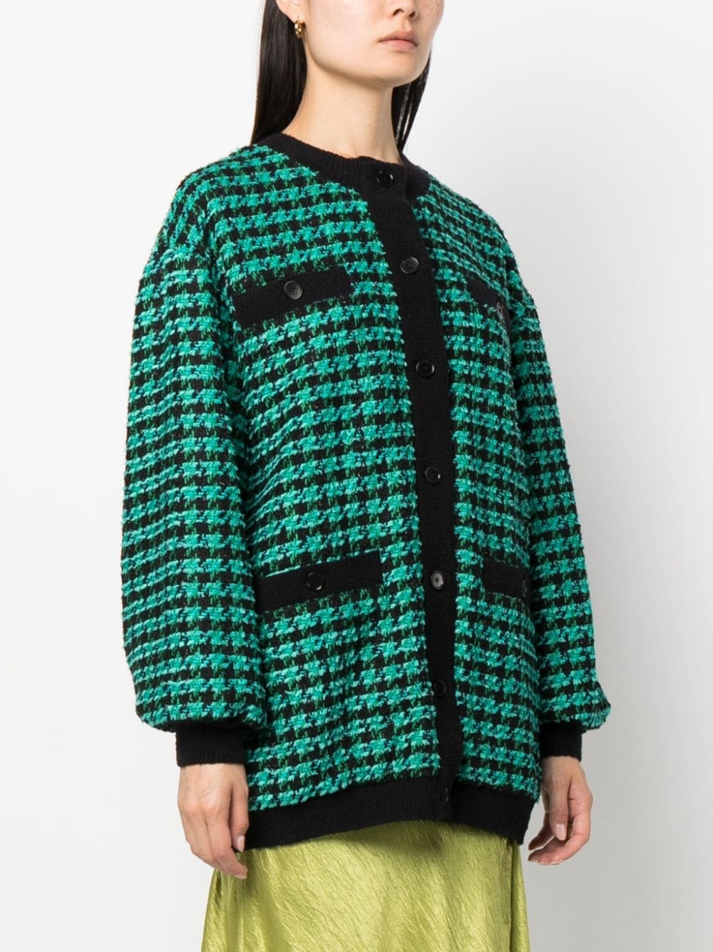 houndstooth-pattern tweed cardi-coat - 3