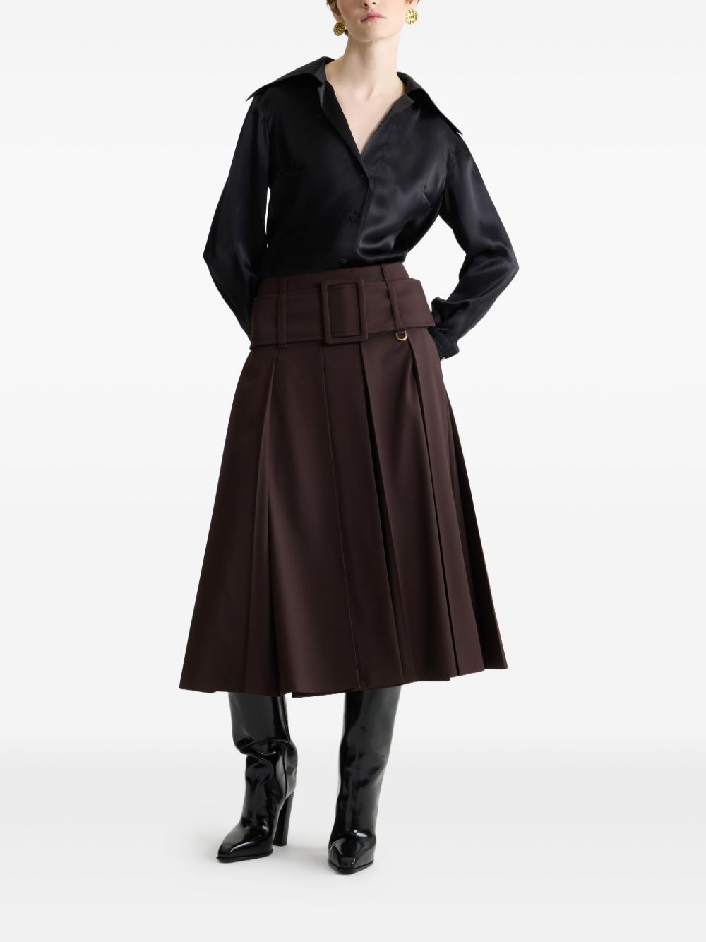 belted pleated midi skirt - 2