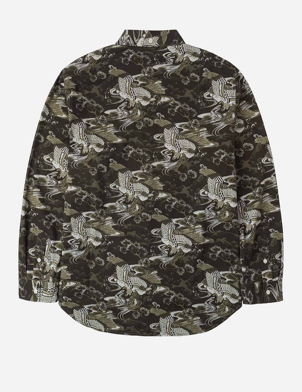 Allover Crane Print Relax Fit Shirt - 2
