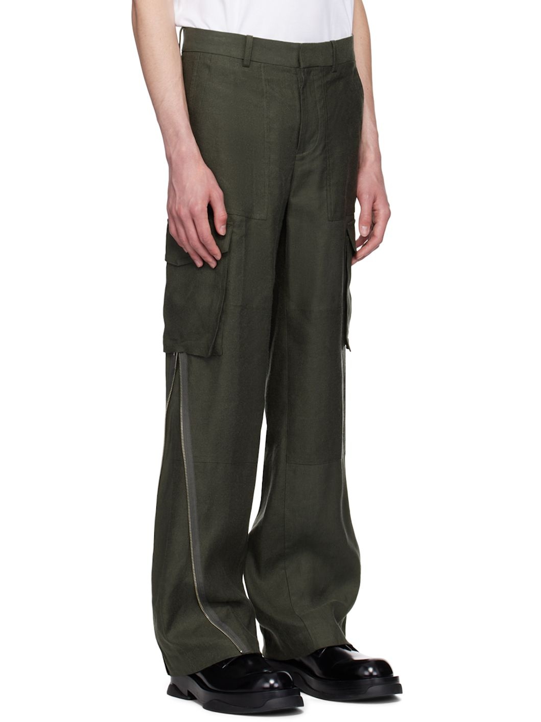 Khaki Expansion Panel Cargo Pants - 2