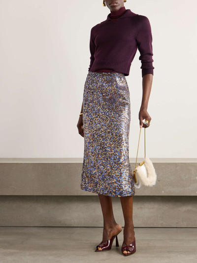 Dries Van Noten Sequined wool-blend midi skirt outlook