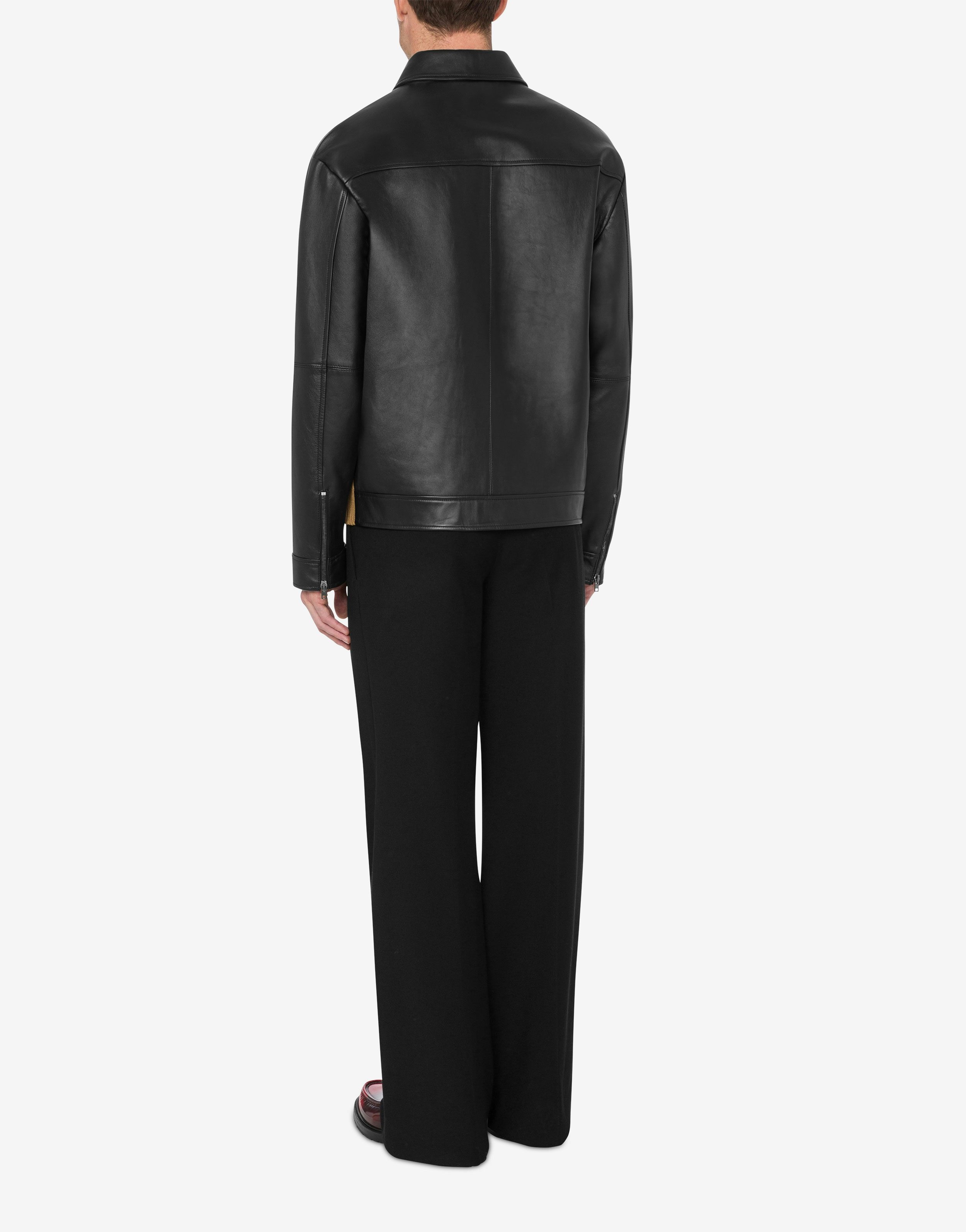 OVAL PATCH NAPPA LEATHER AND KNITTED JACKET - 3