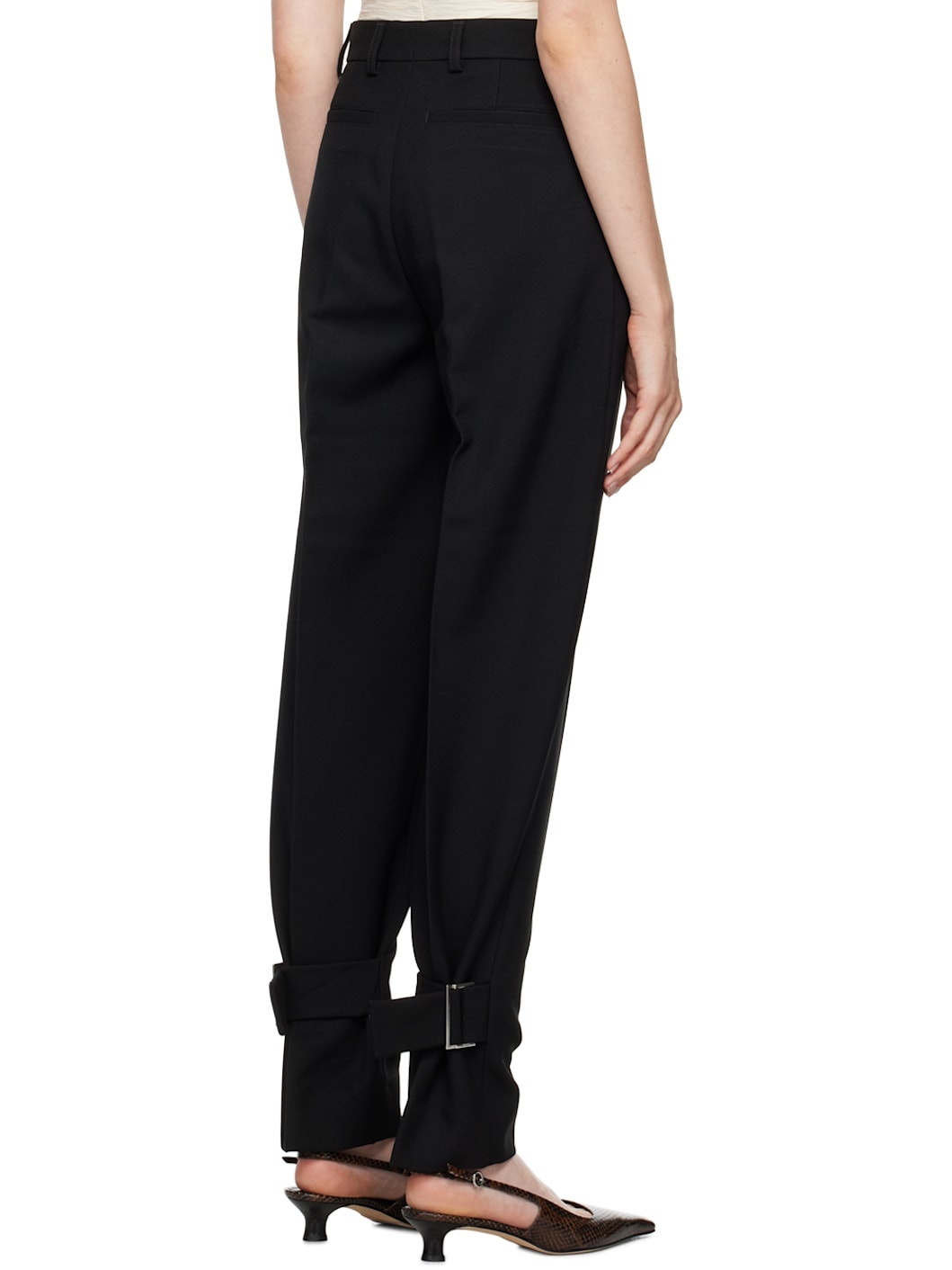 Black Buckled Slouch Trousers - 3