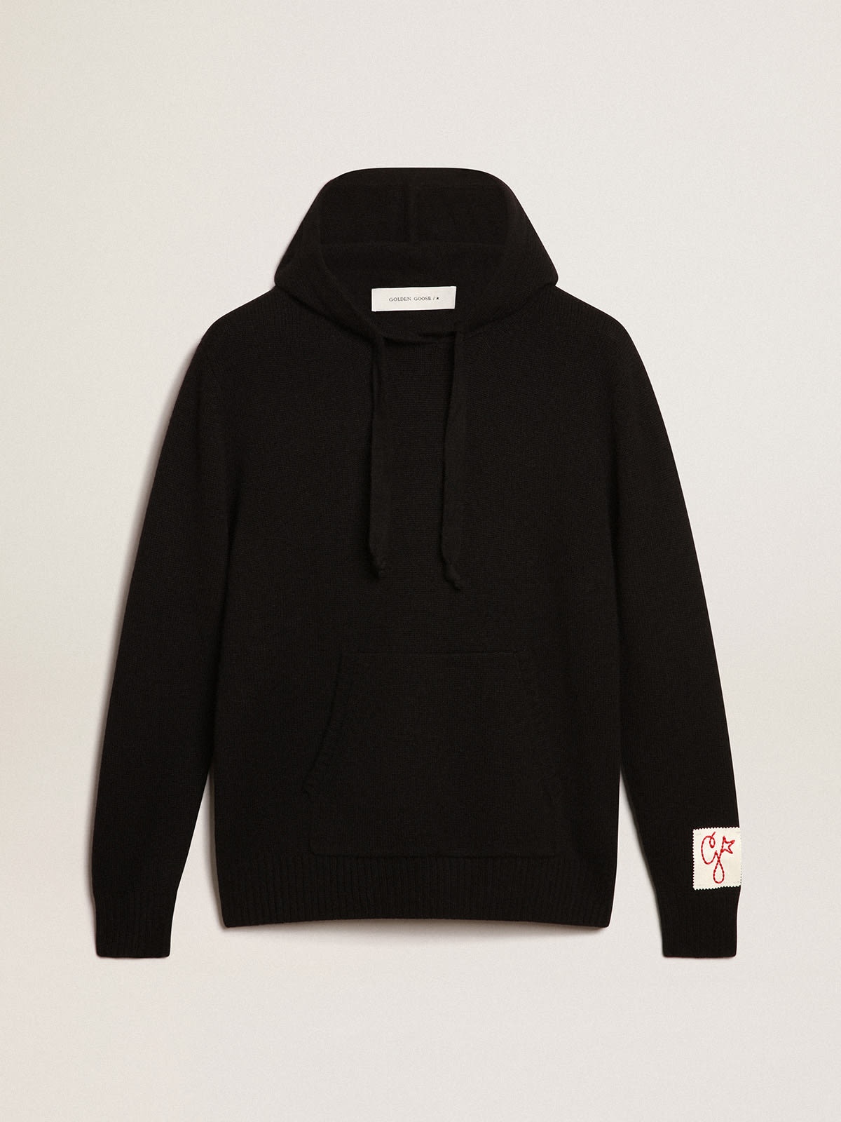 Women’s black cashmere blend sweatshirt with hood - 1