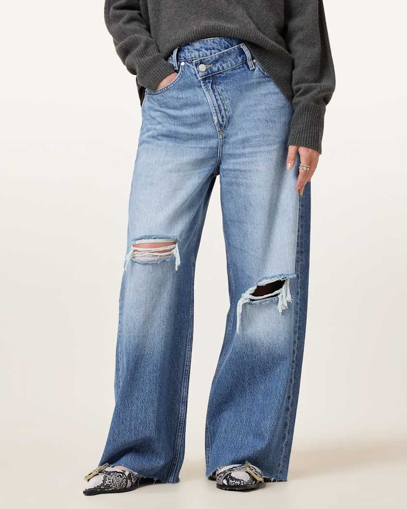 AKI CROSSOVER WIDE LEG DENIM JEANS 6