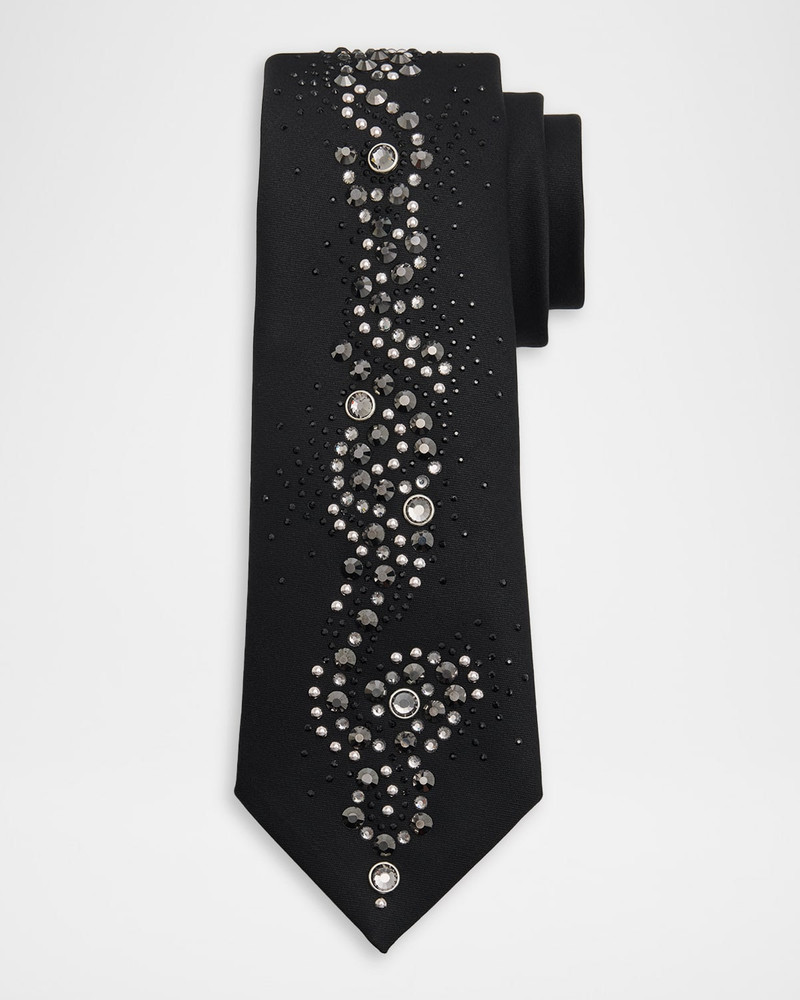 Men's Wool Blend Medusa Rhinestone-Embellished Tie 1