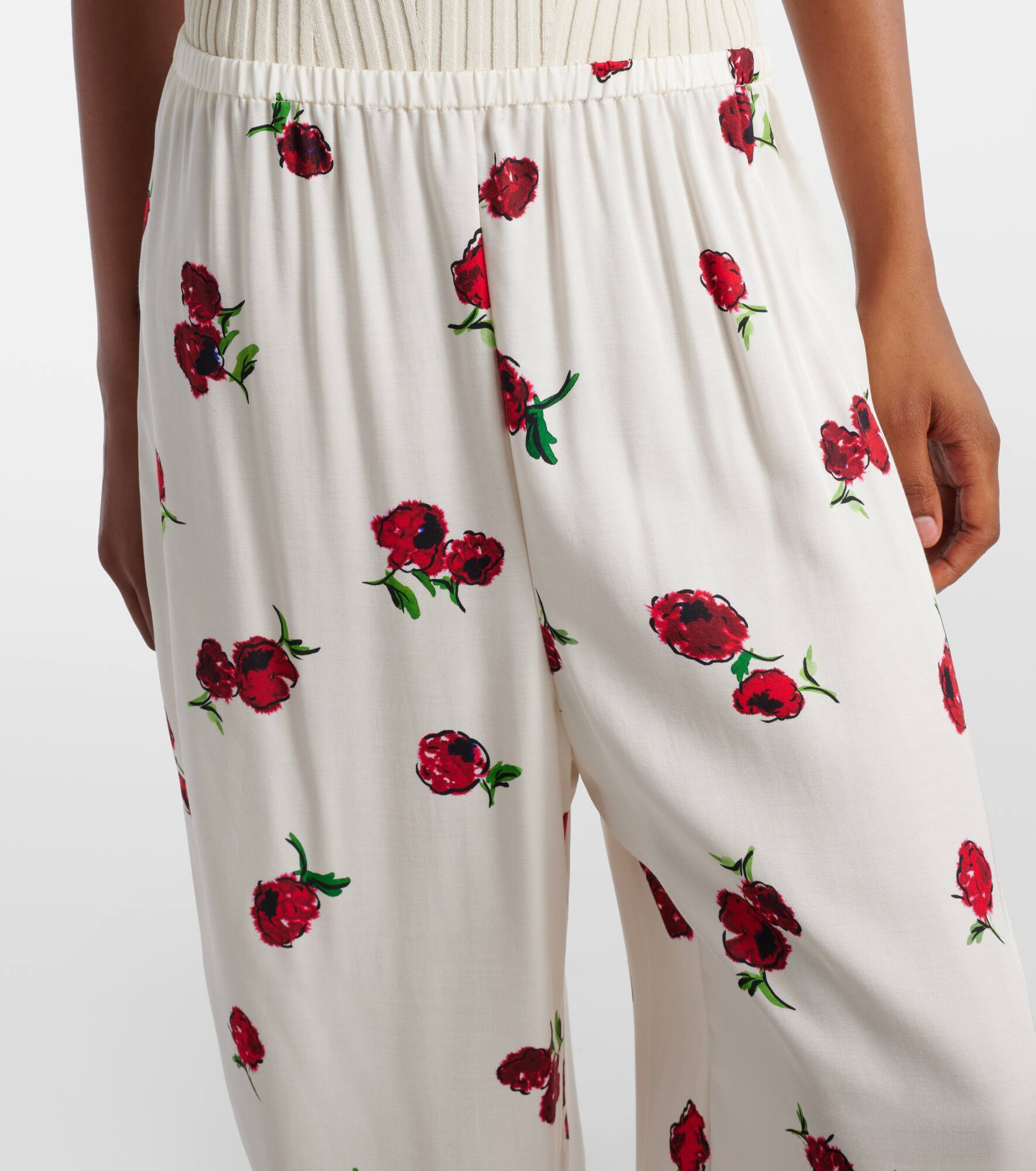 Mindy printed twill wide-leg pants - 4