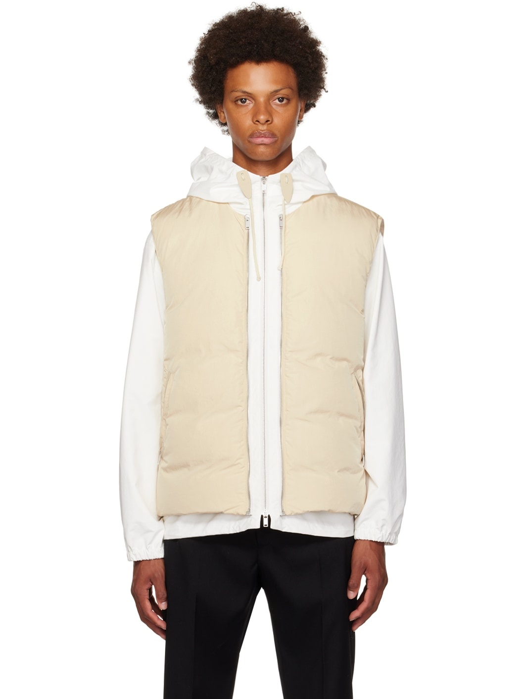 Off-White & White Jacket & Down Vest Set - 1