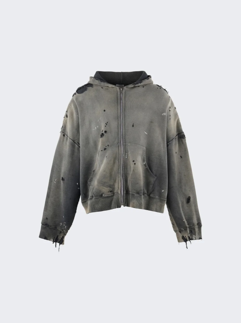 Double Face Zip Up Hoodie Black - 1