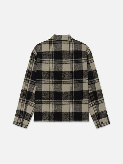 FRAME Spring Plaid Zip Shirt Jacket in Smoke Beige/Noir outlook