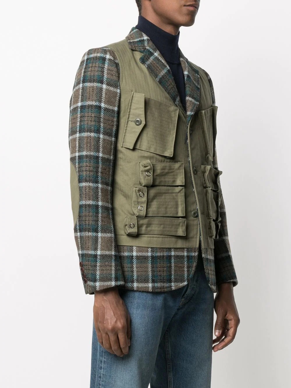 cargo panel checked blazer - 3